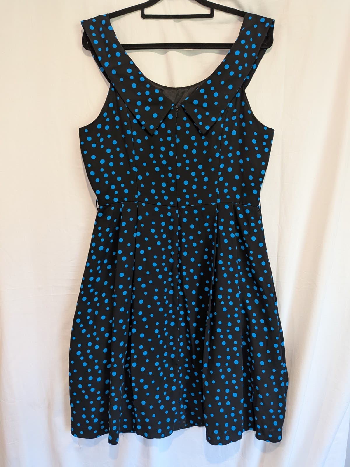 Review Retro Polka Dot Dress Size 12 Black Blue Rockabilly Pinup A Line — photo 6 of 8