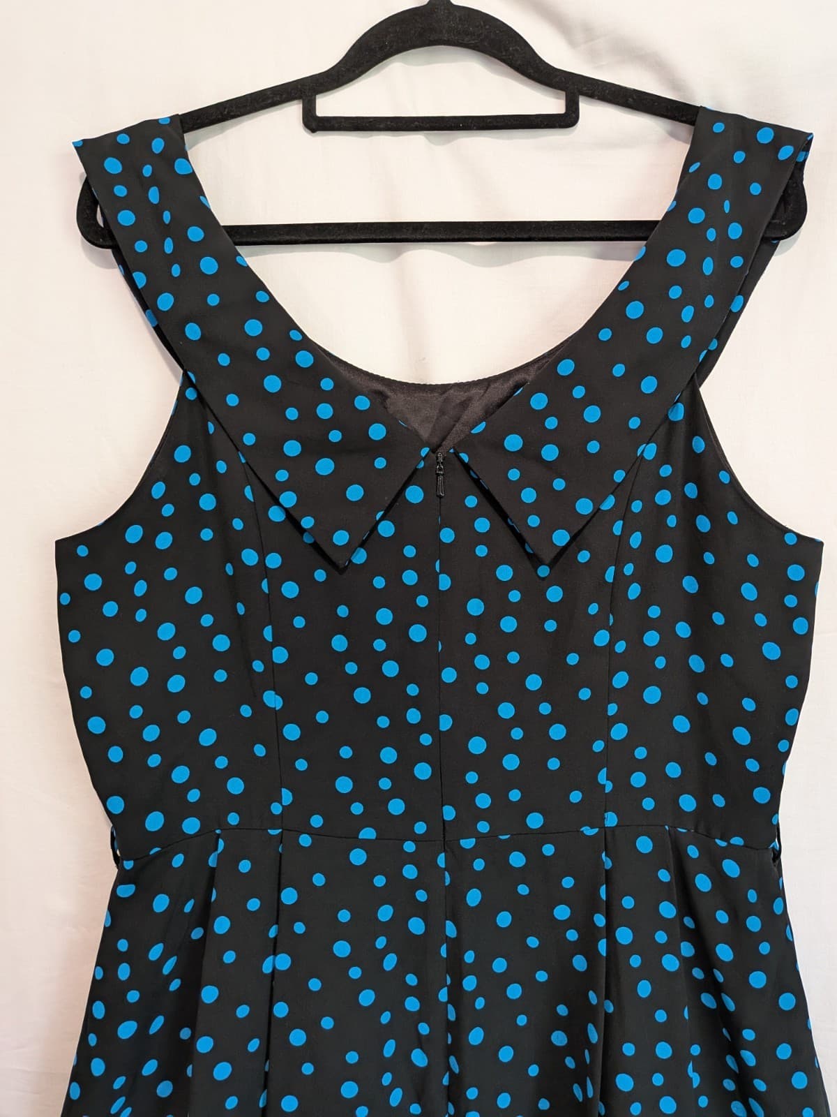 Review Retro Polka Dot Dress Size 12 Black Blue Rockabilly Pinup A Line — photo 7 of 8