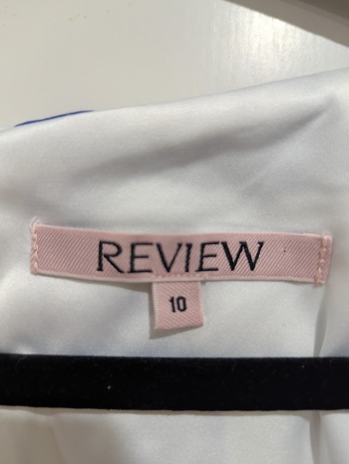 Review Dress Size 10 AUS 6 US Blue White Floral Cotton Stretch Cocktail Workwear — photo 4 of 6