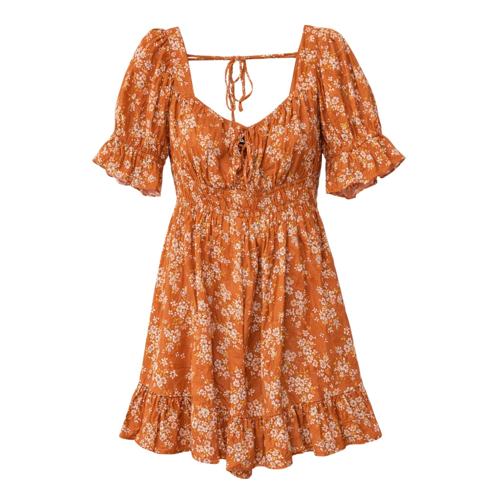 Dotti Romper Orange Floral Viscose Puff Sleeve Summer Boho Size AUS 14 US 10 — photo 1 of 13