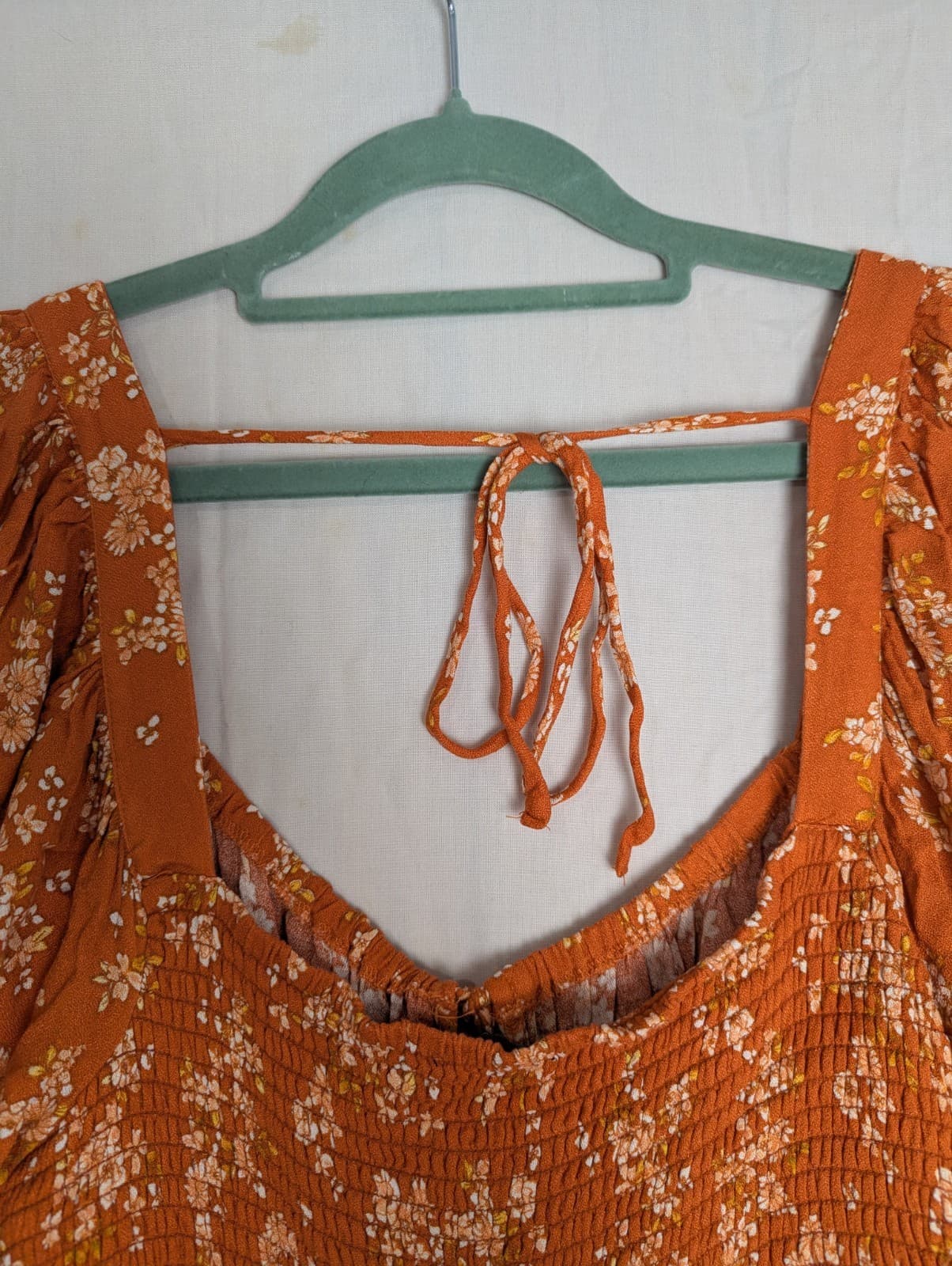 Dotti Romper Orange Floral Viscose Puff Sleeve Summer Boho Size AUS 14 US 10 — photo 11 of 13