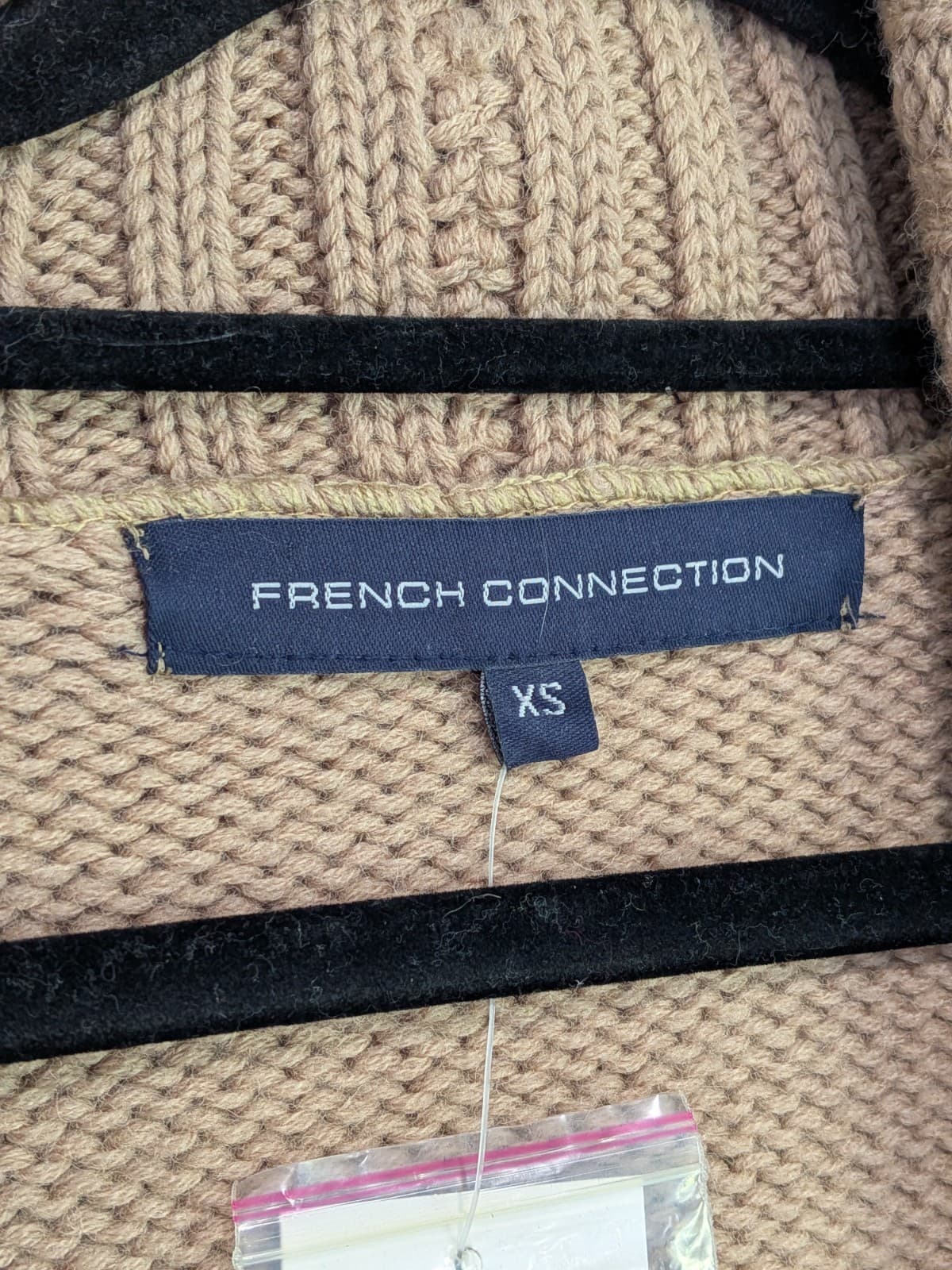 French Connection XS Wool Sequin Knit Cardigan Beige Cropped Boho Festival — photo 5 of 10