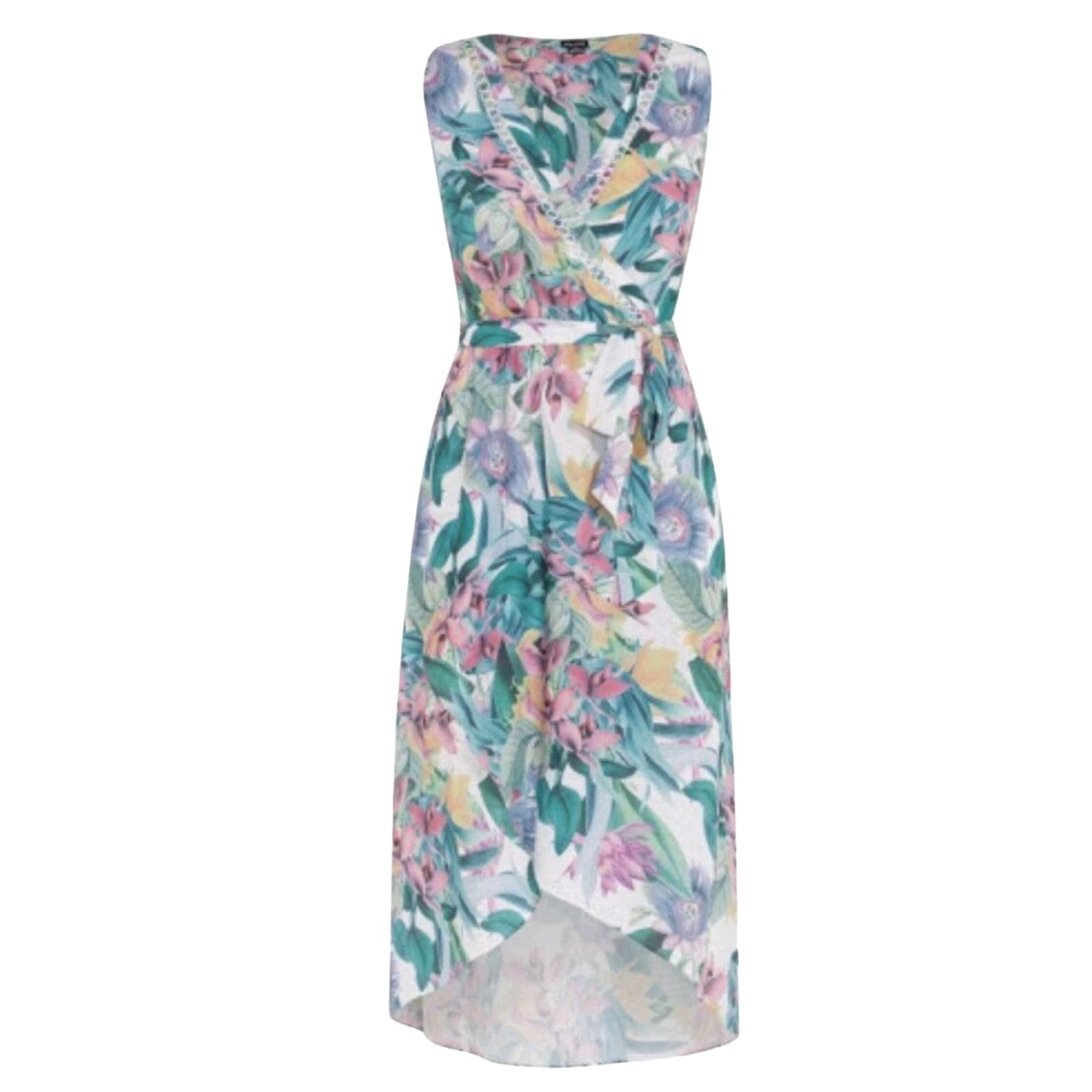 City Chic Dress Plus Size AUS 18 US 14 Sleeveless Belted V Neck Curve Tropical — photo 1 of 13