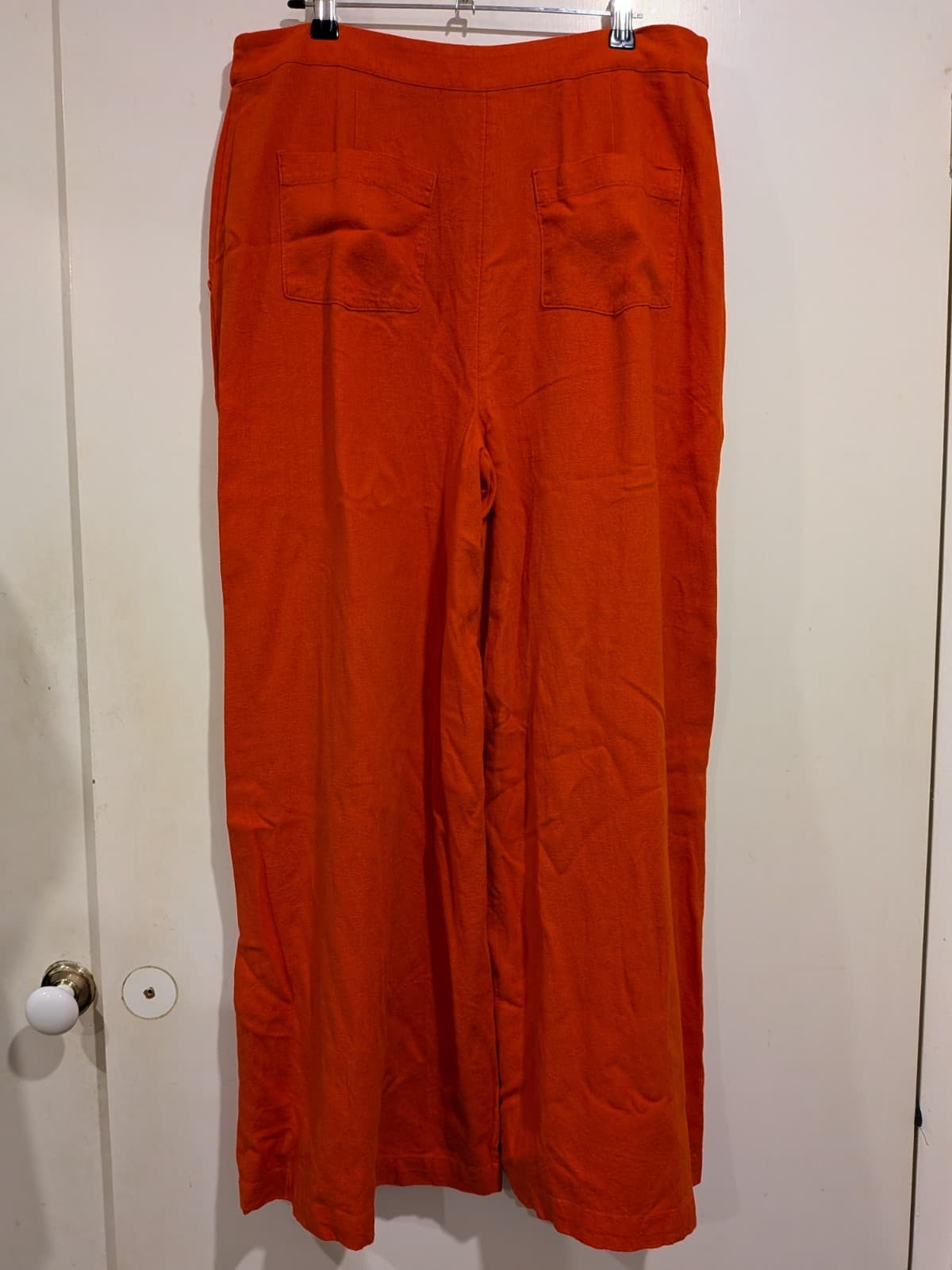 Sportsgirl Red Linen Blend Wide Leg Pants High Rise AUS 14 US 10 — photo 7 of 10