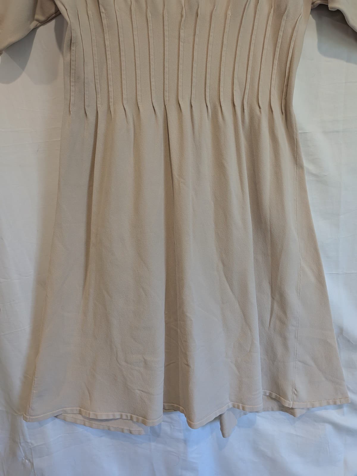 Country Road Knit Dress XL Beige Neutral Knee Length Relaxed Wedding Shirred — photo 3 of 10