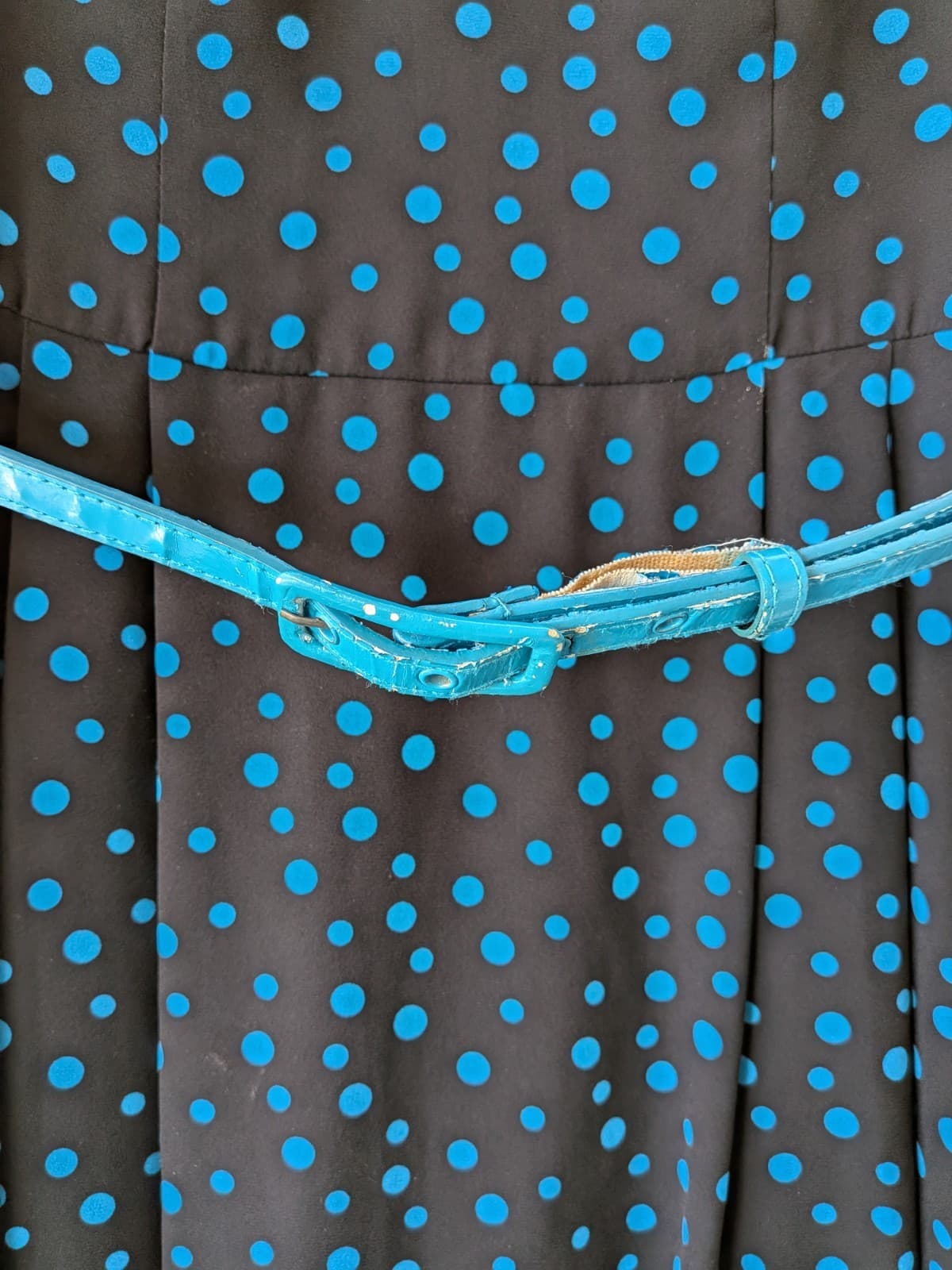 Review Dress Size Aus 10 Us 6 Polka Dot Blue Black A Line Flippy Cocktail Belted — photo 4 of 13