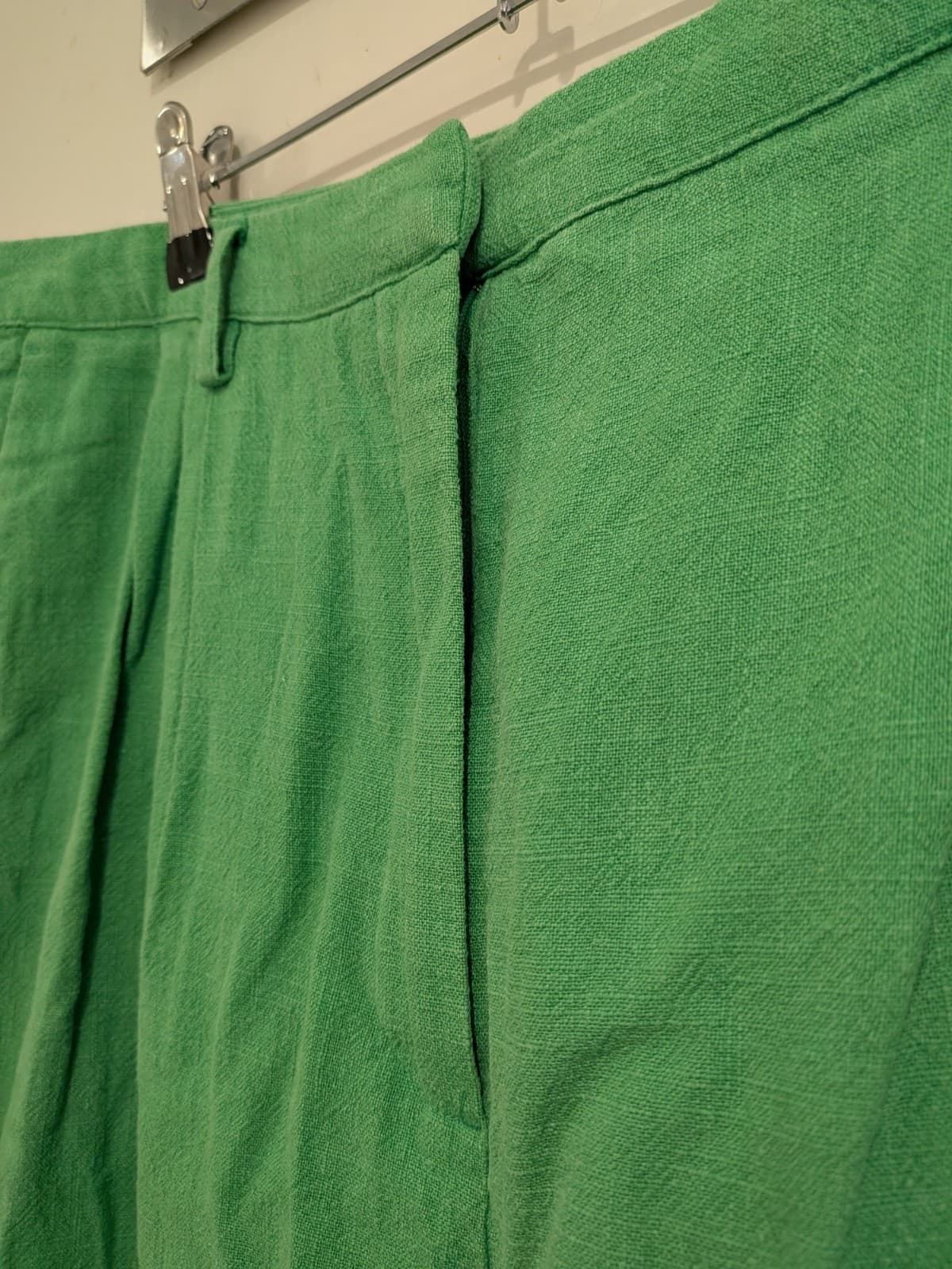 Sportsgirl Green Ramie Cotton Wide Leg Pants High Rise AUS 18 US 14 — photo 4 of 10