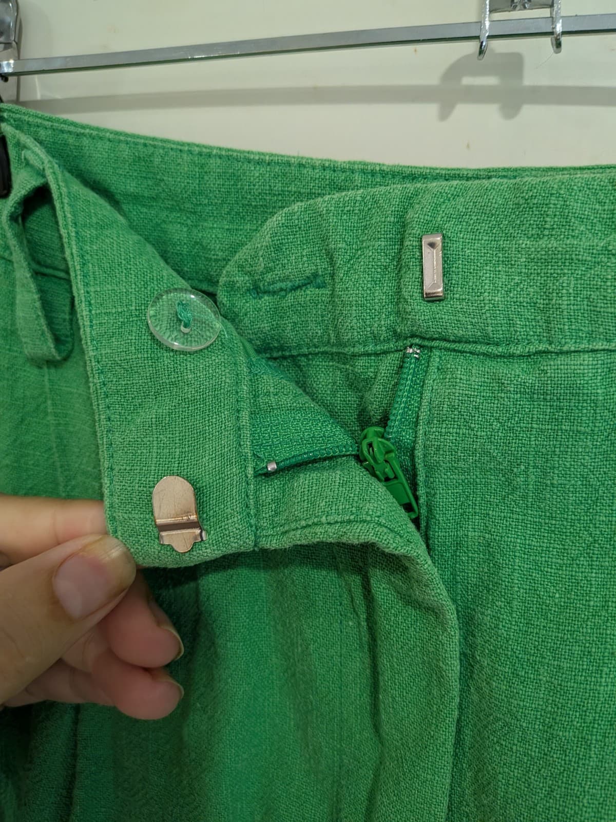 Sportsgirl Green Ramie Cotton Wide Leg Pants High Rise AUS 18 US 14 — photo 5 of 10