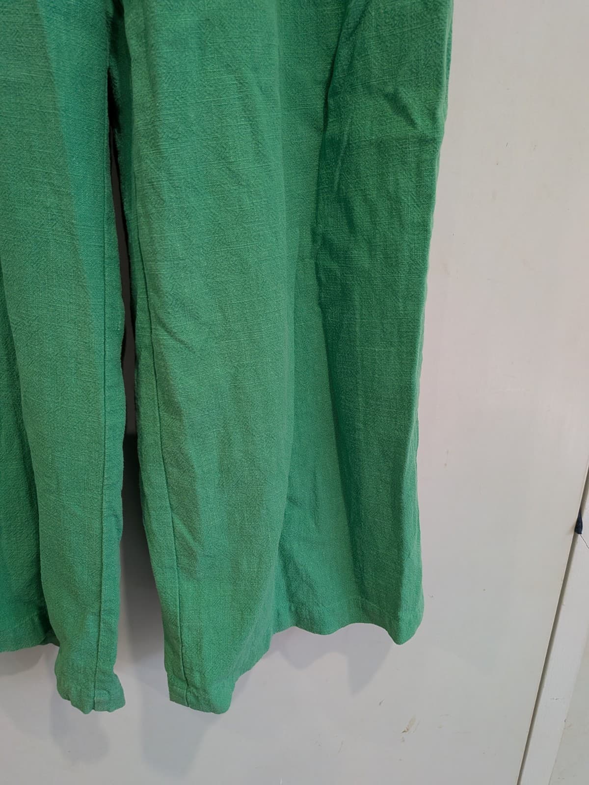 Sportsgirl Green Ramie Cotton Wide Leg Pants High Rise AUS 18 US 14 — photo 6 of 10