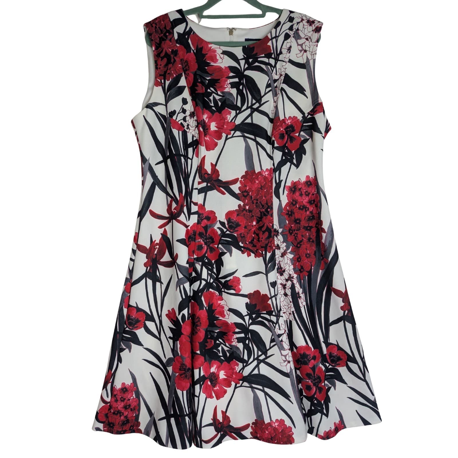 Tommy Hilfiger Dress Plus Size AUS 16 US 12 White Red Floral Fit Flare Cocktail — photo 2 of 10