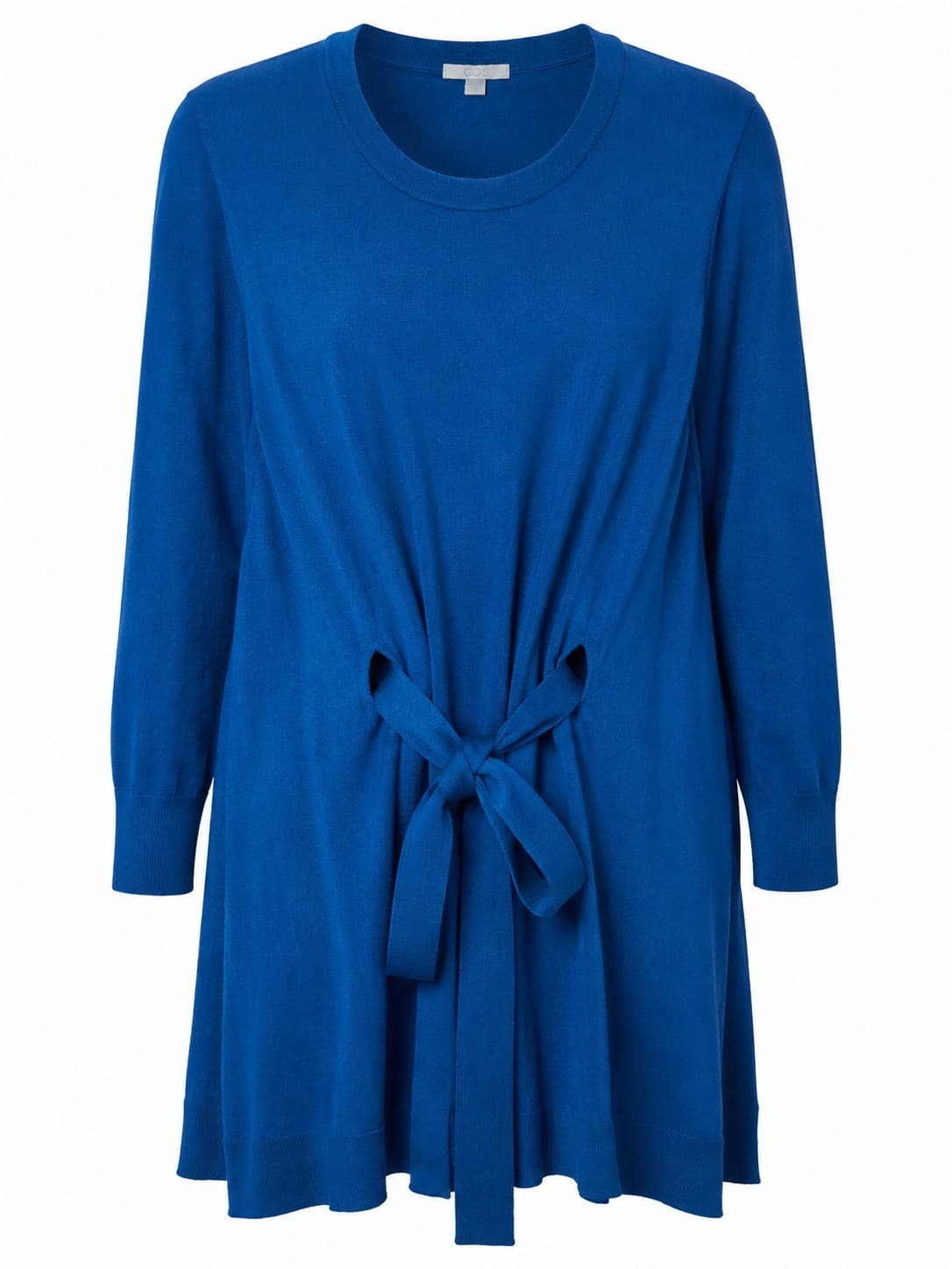 COS 100% Merino Wool Belted Tunic Sweater Blue Long Sleeve Size L — photo 2 of 11
