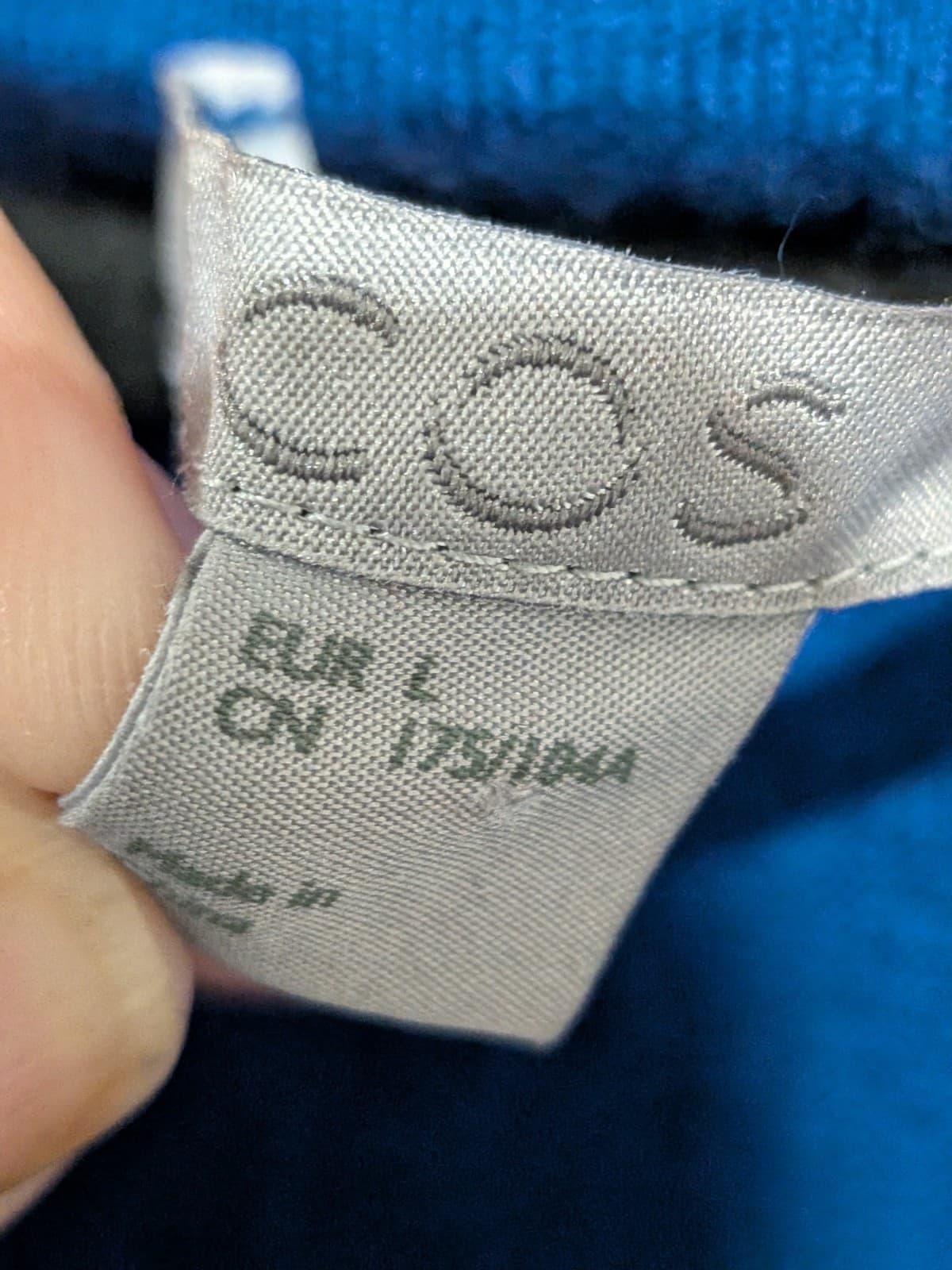 COS 100% Merino Wool Belted Tunic Sweater Blue Long Sleeve Size L — photo 8 of 11