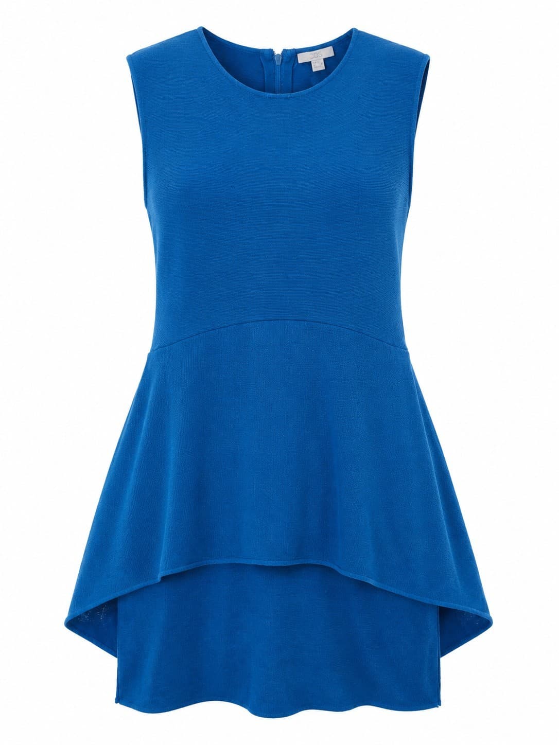 COS Blue Layered Peplum Dress Sleeveless Textured Knit Size M AU 12 — photo 2 of 12