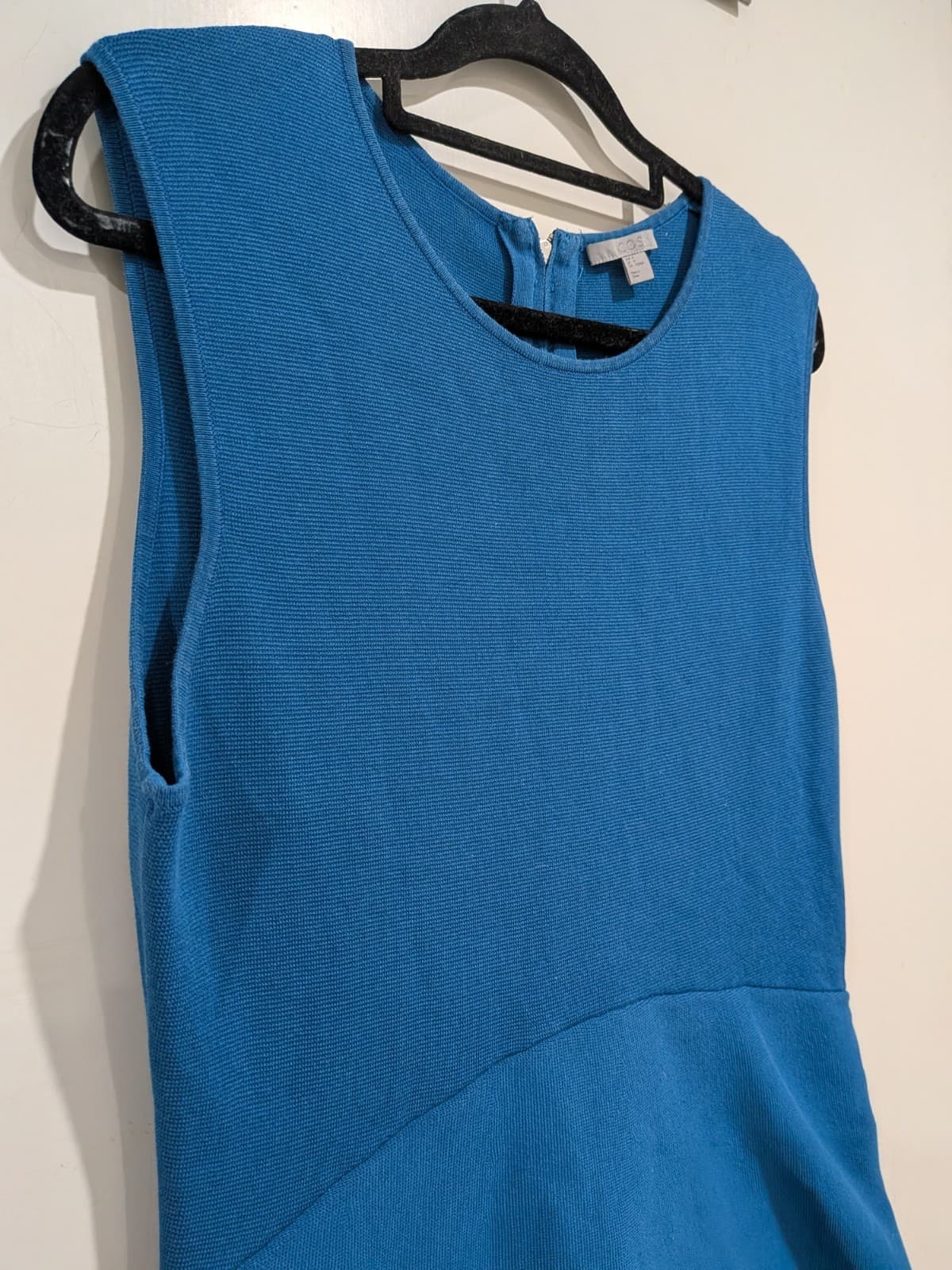 COS Blue Layered Peplum Dress Sleeveless Textured Knit Size M AU 12 — photo 5 of 12