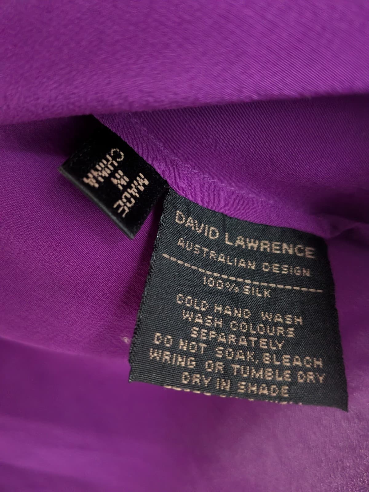 David Lawrence Silk Blouse Size 10 Purple Ruffle Short Sleeve — photo 7 of 8