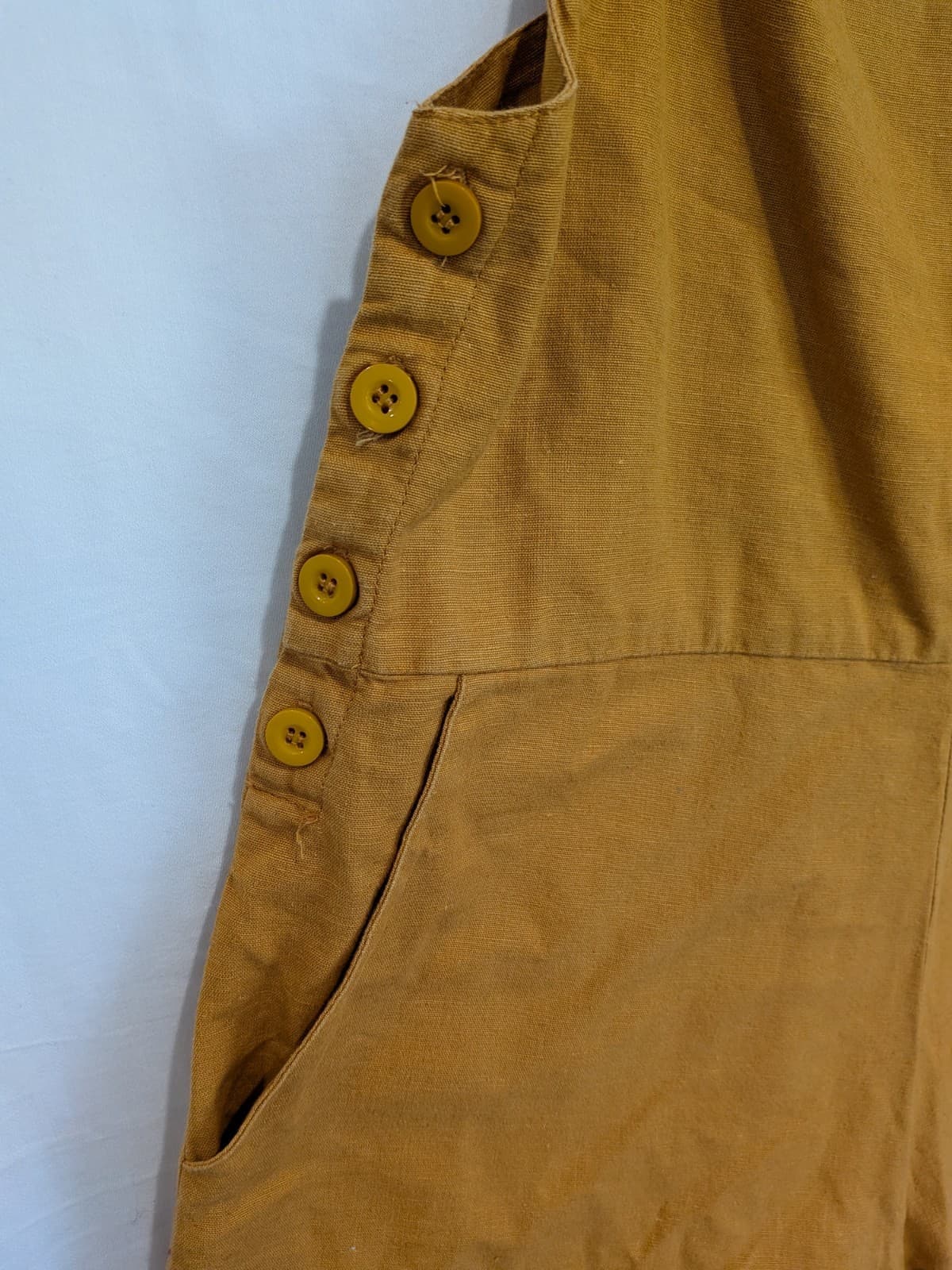 Tree Of Life Mustard Linen Blend Playsuit Overalls Dungarees Pinafore Size M — photo 3 of 8