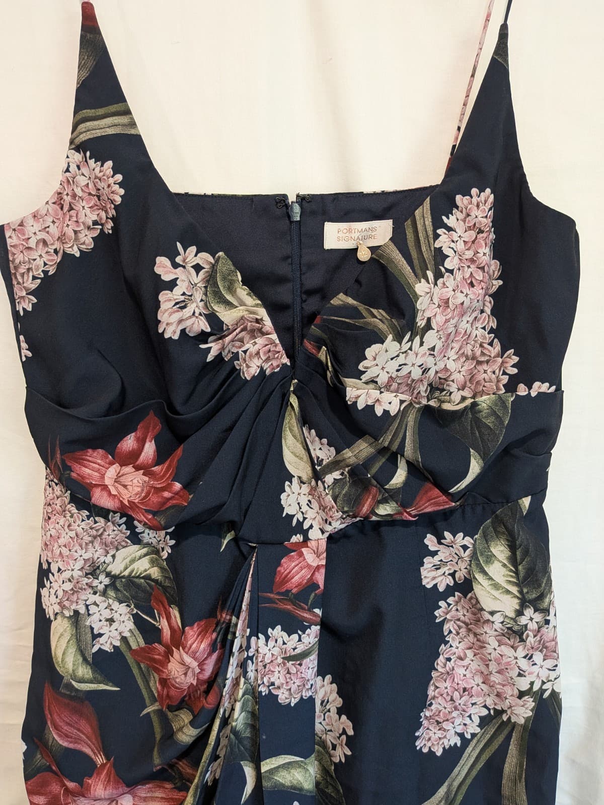Portmans Signature Floral Midi Dress Navy Pink Cocktail Size 12 Wedding — photo 5 of 9