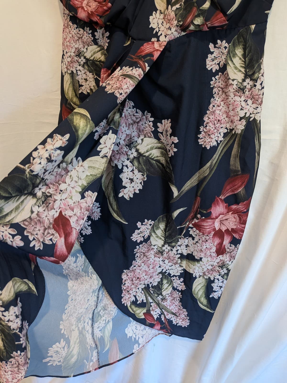 Portmans Signature Floral Midi Dress Navy Pink Cocktail Size 12 Wedding — photo 6 of 9