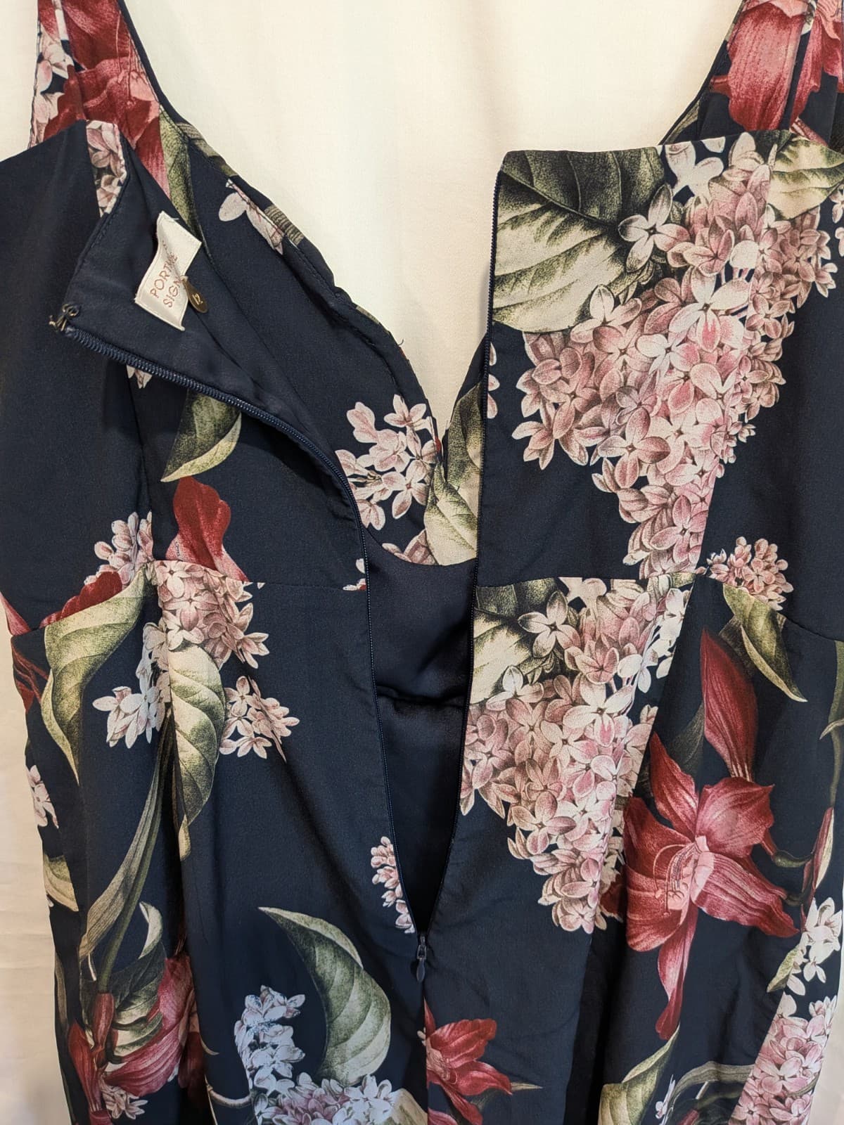Portmans Signature Floral Midi Dress Navy Pink Cocktail Size 12 Wedding — photo 8 of 9