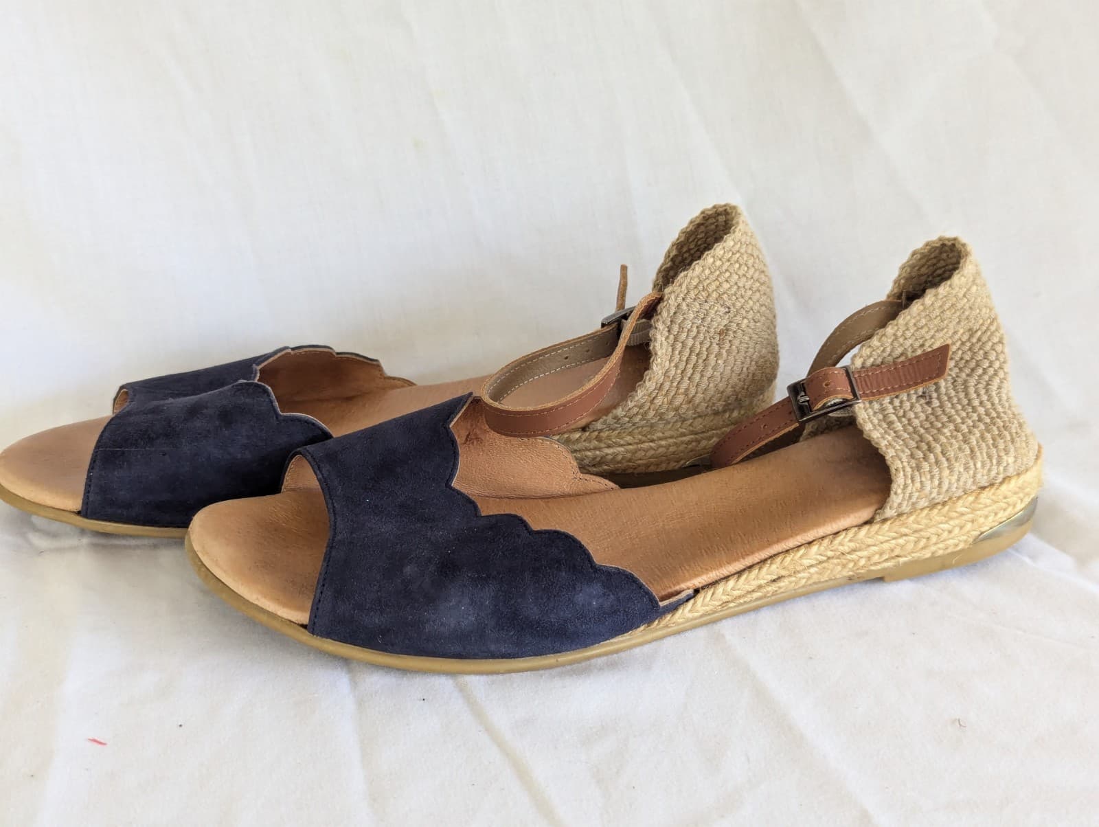 Pinaz Espadrilles Size 40 US 9 AU 8 Women’s Blue Suede Wedge Sandals Made in... — photo 3 of 13