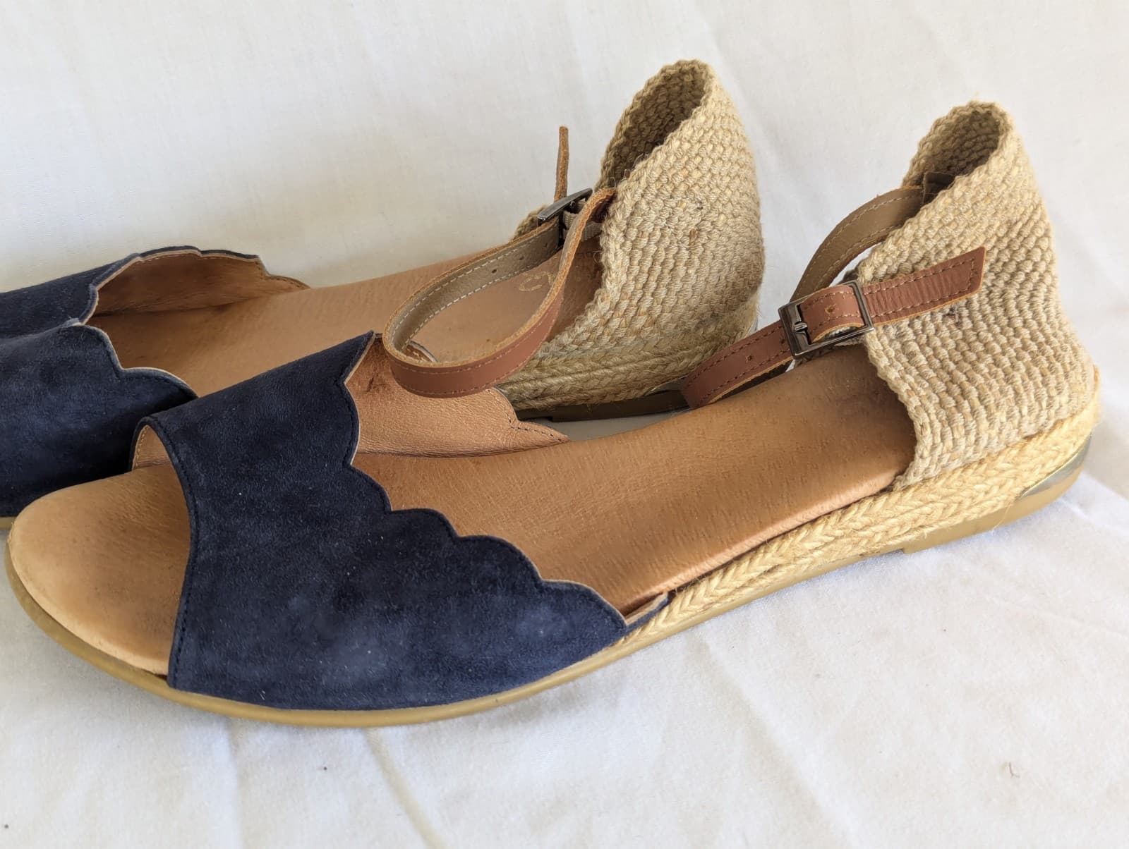 Pinaz Espadrilles Size 40 US 9 AU 8 Women’s Blue Suede Wedge Sandals Made in... — photo 4 of 13