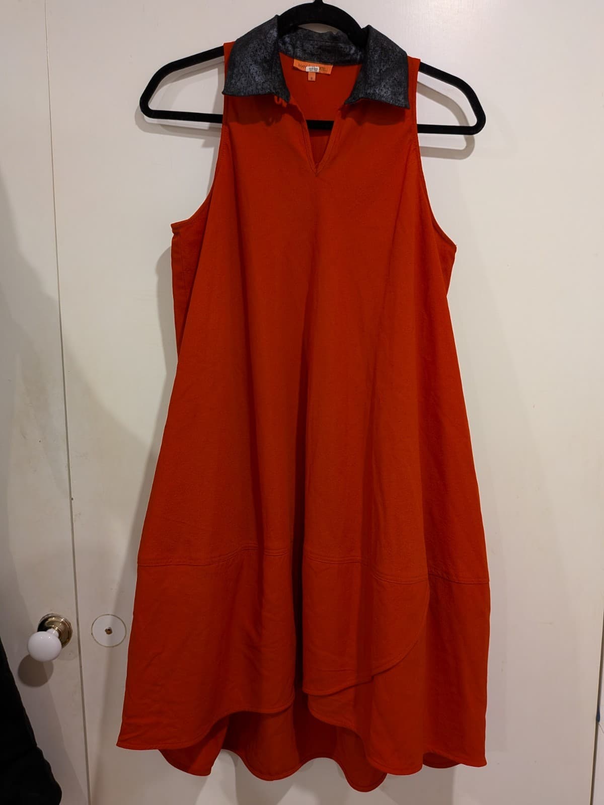 Manning Cartell Dress Orange Red Sleeveless Shift Pocket Midi Old Money Size 8 — photo 2 of 10