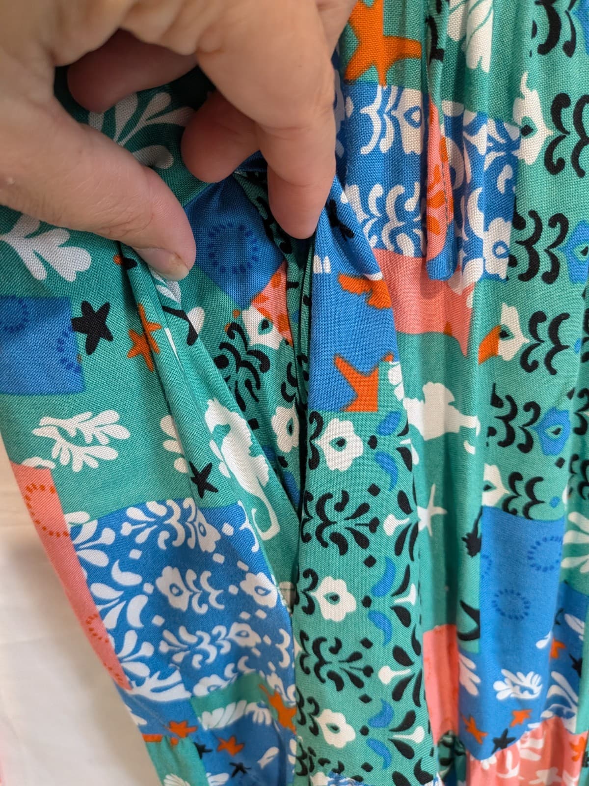 Dreamcatcher BNWT Maxi Dress Size 14 XL 16 Coastal Patchwork Boho Rayon Resort — photo 4 of 12