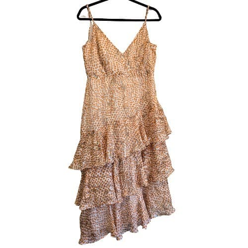 Bardot Dress Ruffle Nude Tan Cocktail Wedding Boho Festival NWT Size Aus 12 — photo 2 of 9