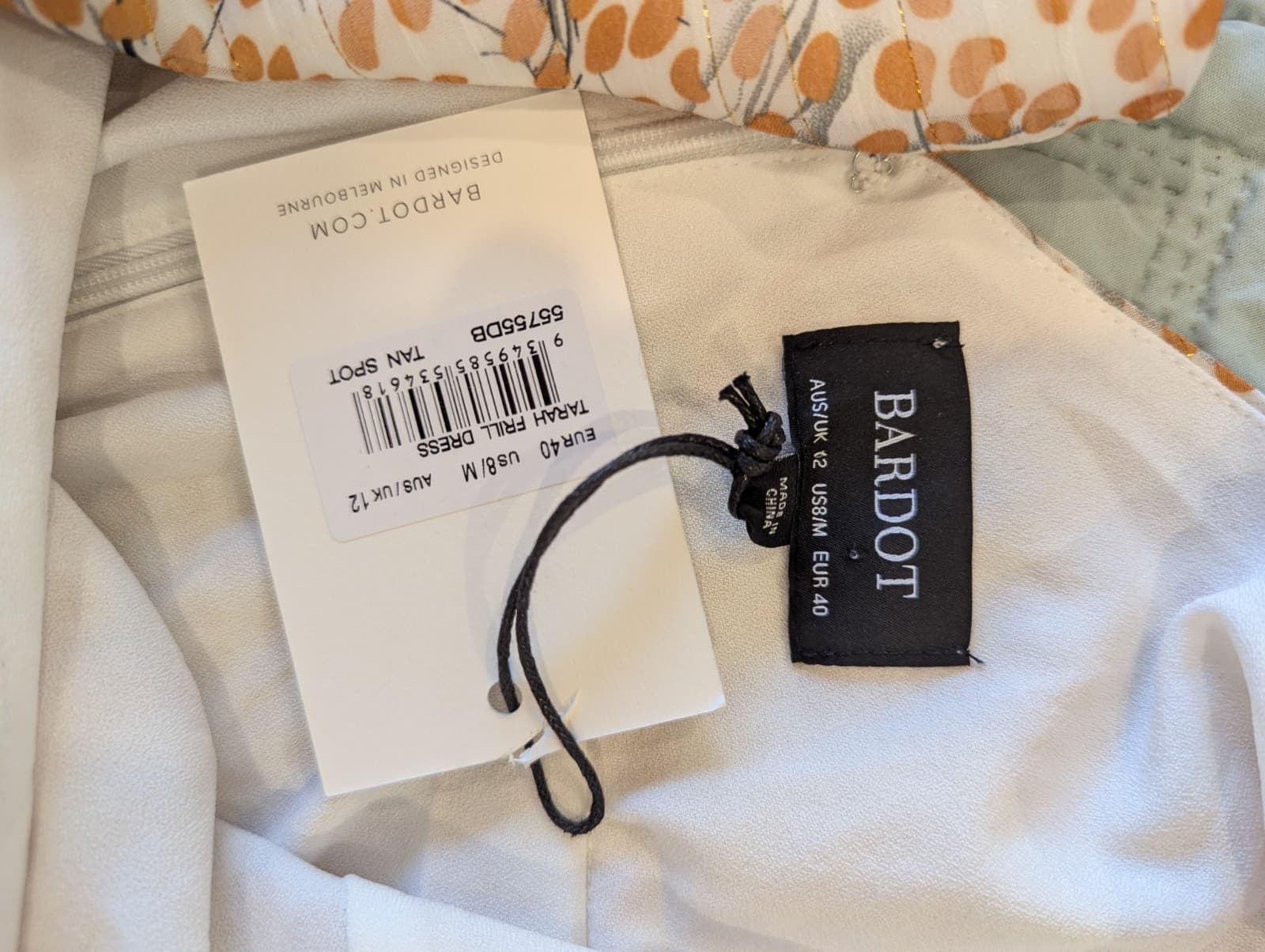 Bardot Dress Ruffle Nude Tan Cocktail Wedding Boho Festival NWT Size Aus 12 — photo 8 of 9