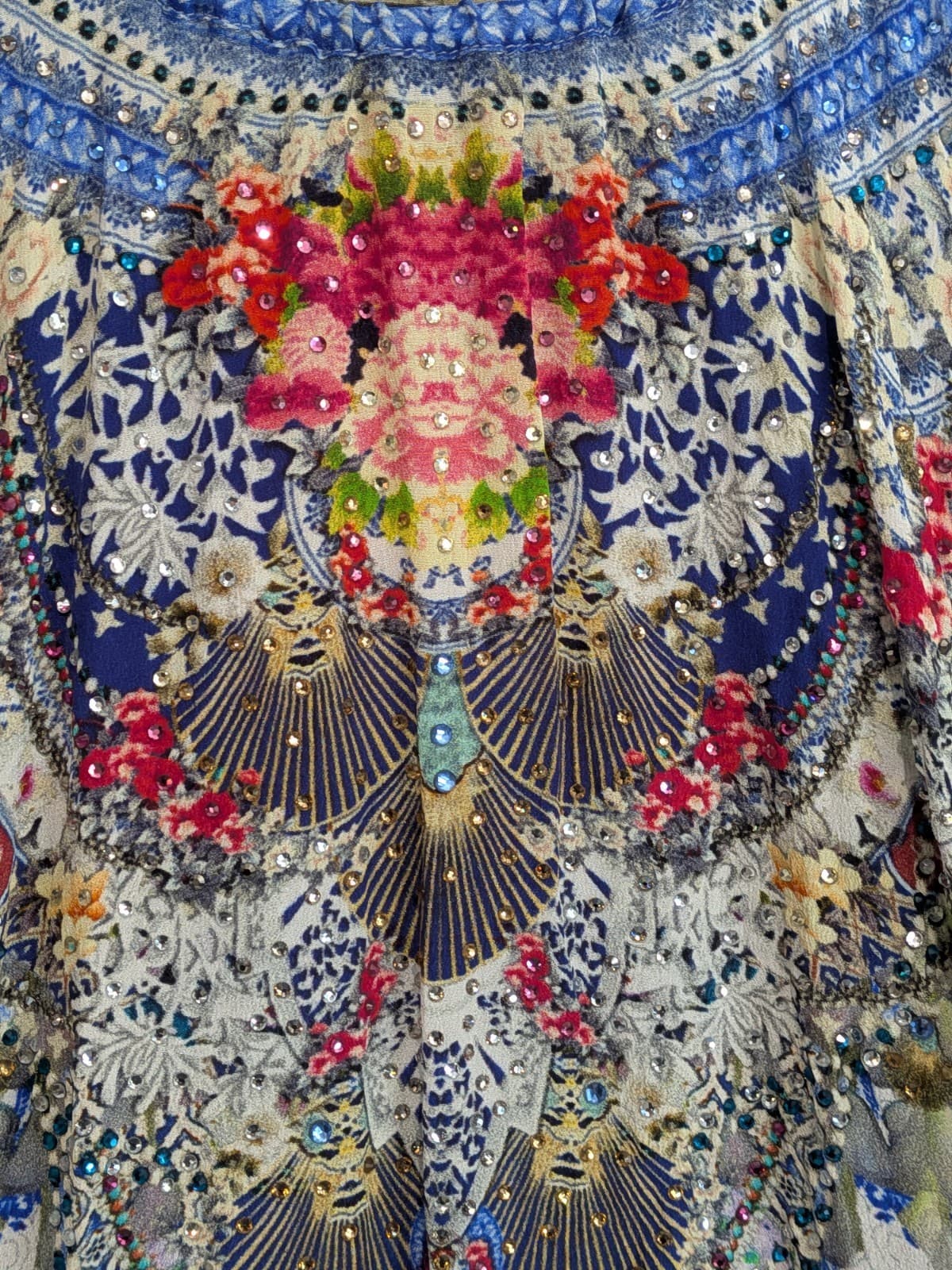Camilla Geisha Gateways Silk Frill Dress Blue Off Shoulder Crystal Embellished L — photo 8 of 17