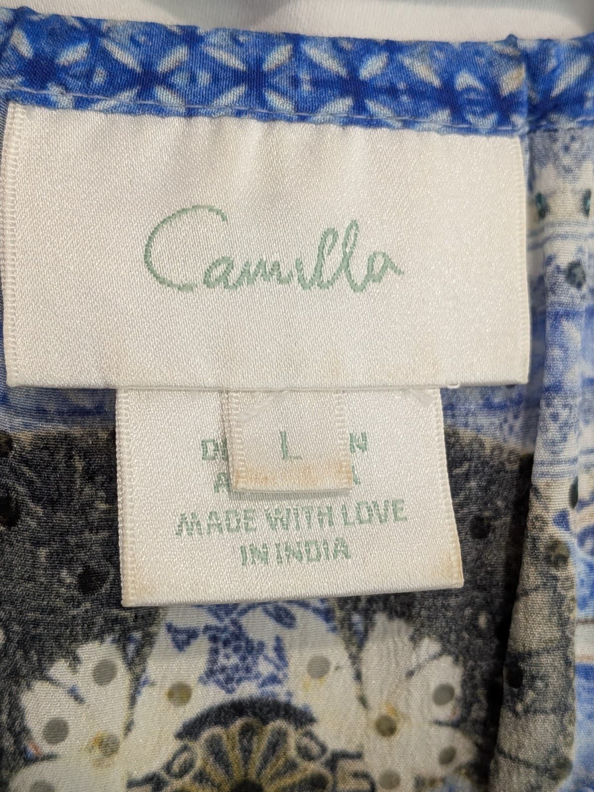 Camilla Geisha Gateways Silk Frill Dress Blue Off Shoulder Crystal Embellished L — photo 9 of 17