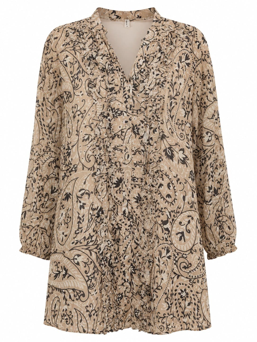 Adorne Dress Size 18 AUS 14 US Paisley Ruffle Shirt Dress Beige Boho Plus Size — photo 2 of 15