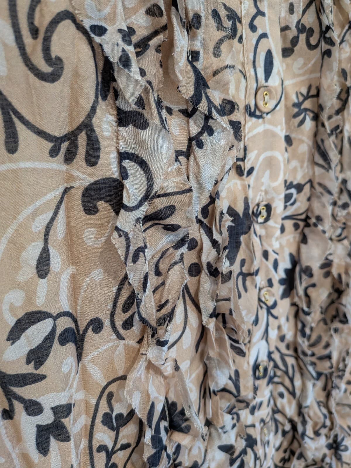Adorne Dress Size 18 AUS 14 US Paisley Ruffle Shirt Dress Beige Boho Plus Size — photo 6 of 15