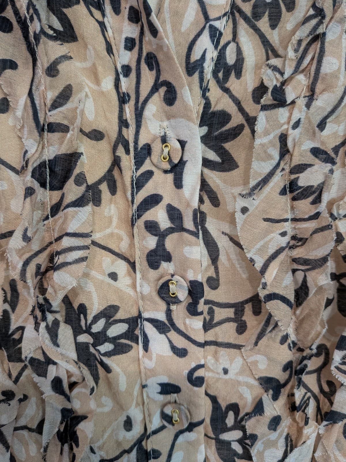 Adorne Dress Size 18 AUS 14 US Paisley Ruffle Shirt Dress Beige Boho Plus Size — photo 8 of 15