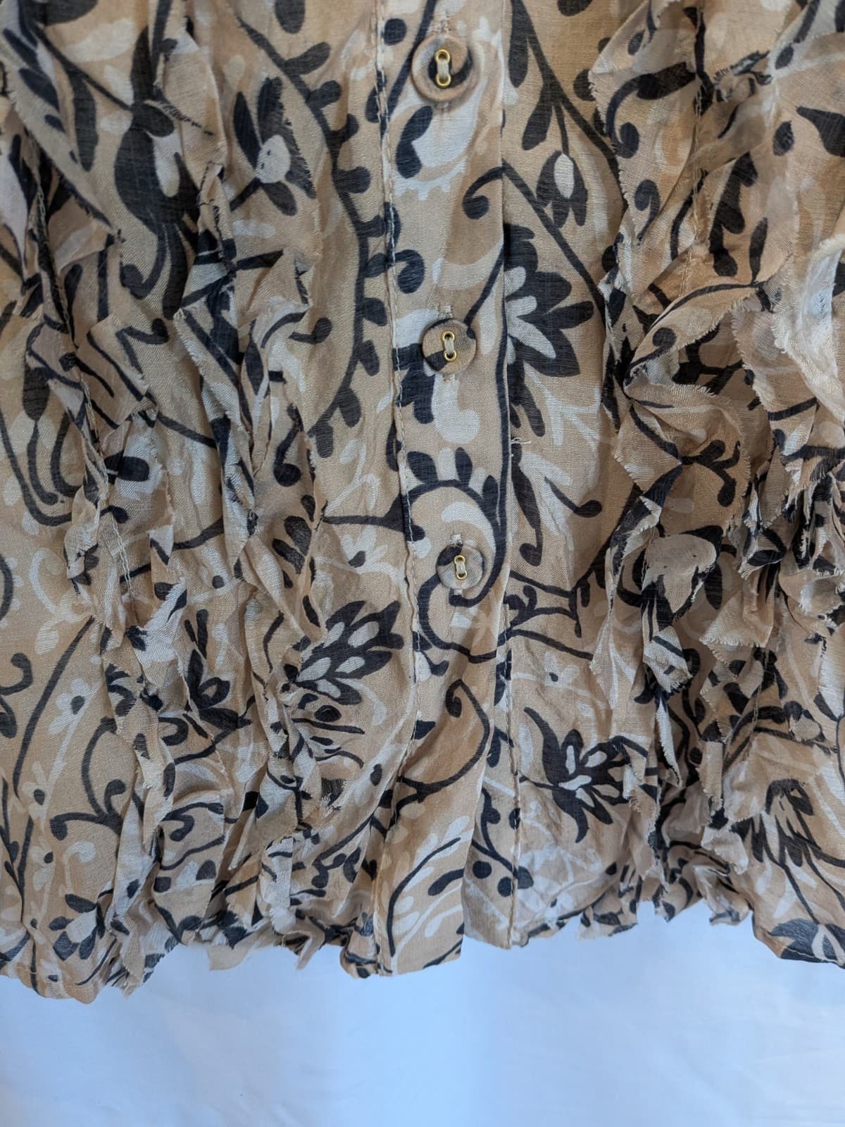 Adorne Dress Size 18 AUS 14 US Paisley Ruffle Shirt Dress Beige Boho Plus Size — photo 9 of 15