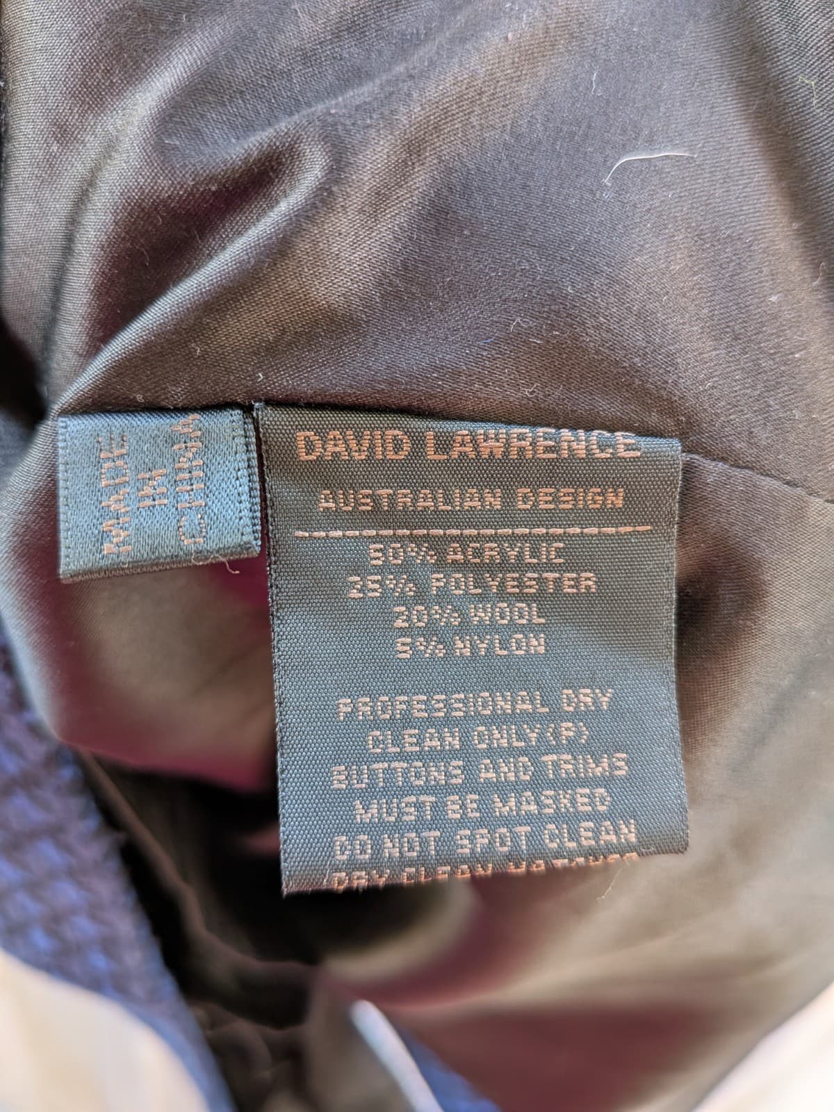 David Lawrence Pencil Skirt Blue Black Textured Wiggle Wool Blend Size 16 — photo 5 of 9