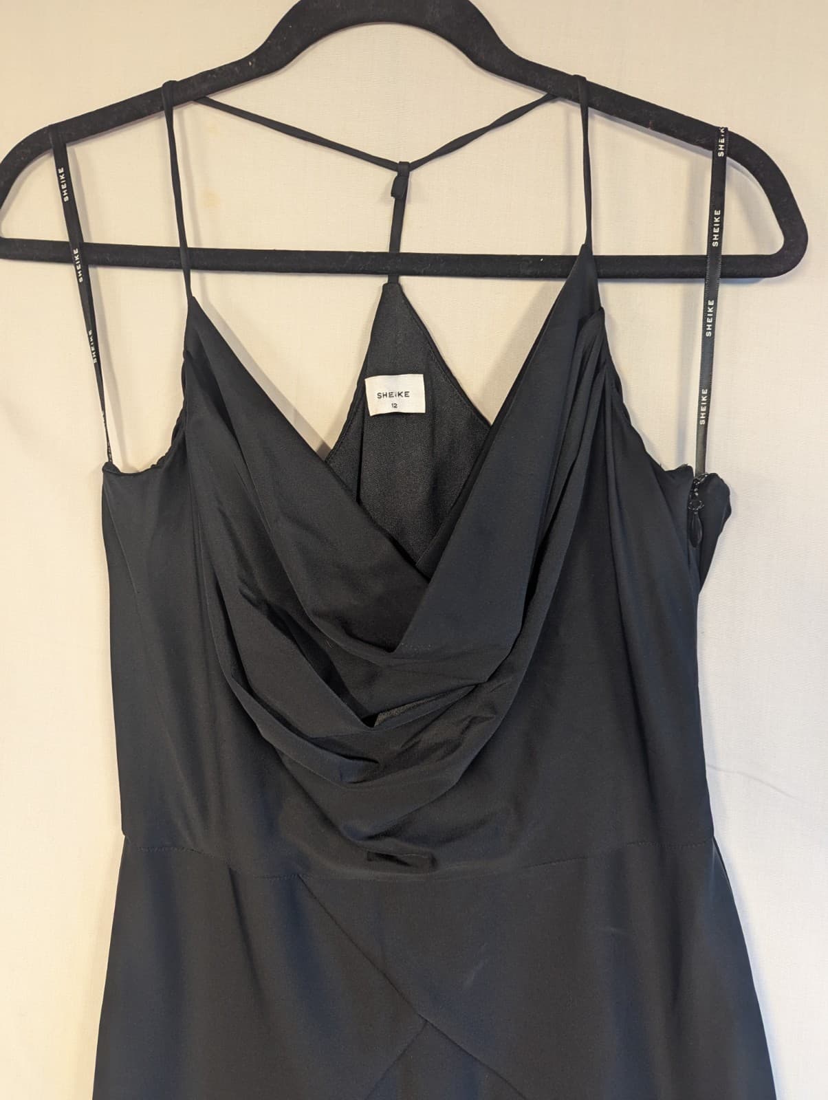 Sheike Dress Size 12 AU 8 US Black Cowl Neck Halter Evening Formal Maxi Gown — photo 6 of 13