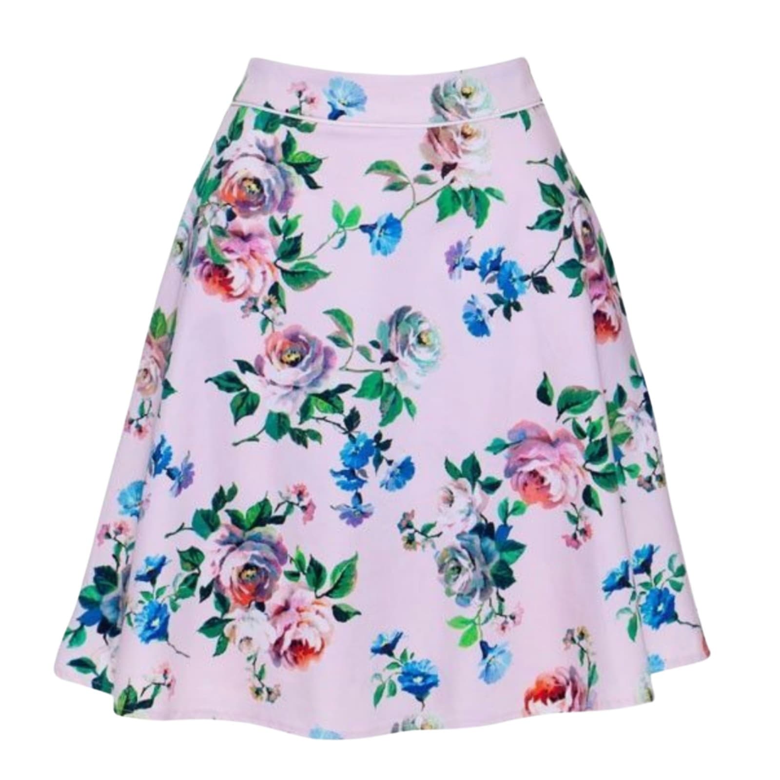Review Skirt Floral Cotton White Pink A Line Wedding Cocktail Size Aus 12 Us 8 — photo 1 of 10