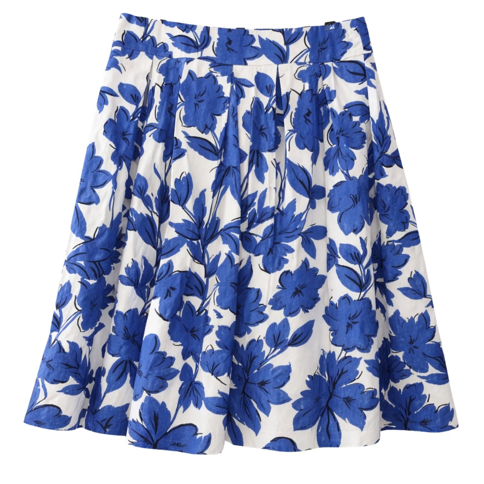 Review Skirt Size 12 Blue White Floral A Line Cotton Elastane Lined Cocktail — photo 1 of 8