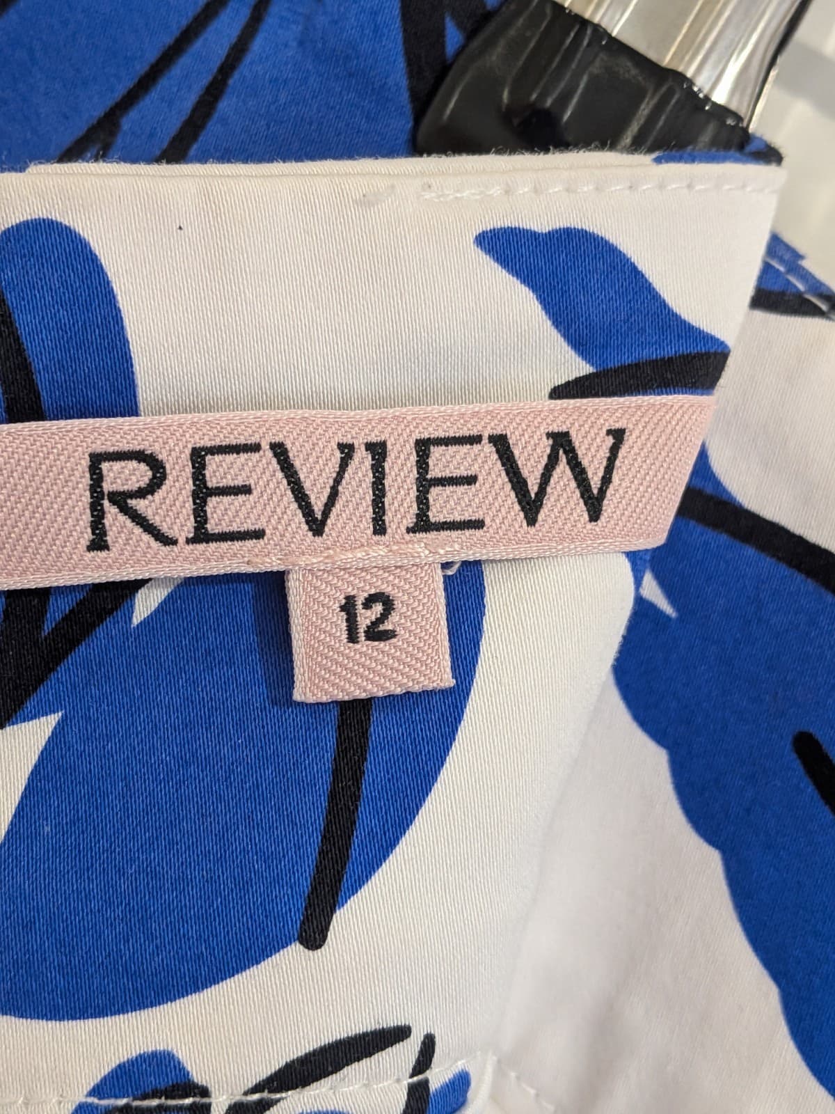 Review Skirt Size 12 Blue White Floral A Line Cotton Elastane Lined Cocktail — photo 8 of 8