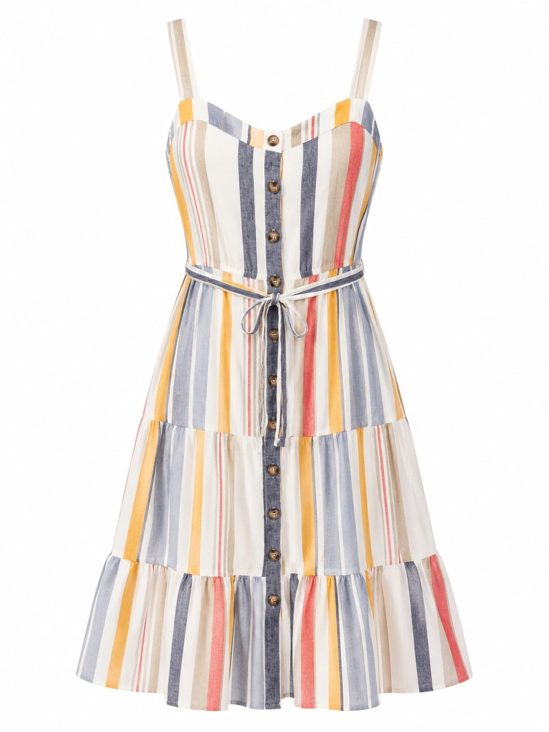 Dotti Dress Size 16 AUS 12 US Linen Blend Striped Midi Sundress Pockets — photo 2 of 12