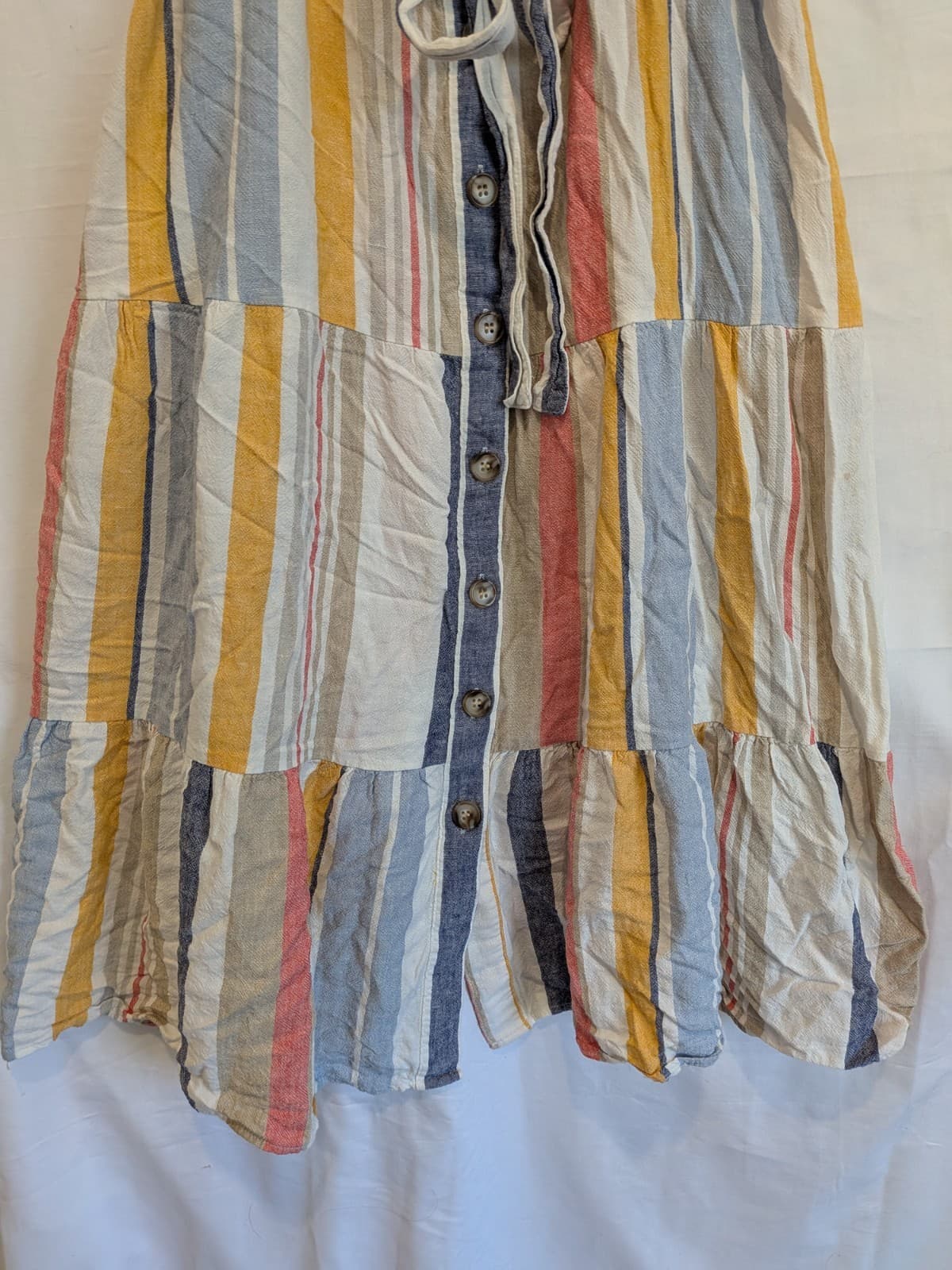 Dotti Dress Size 16 AUS 12 US Linen Blend Striped Midi Sundress Pockets — photo 4 of 12