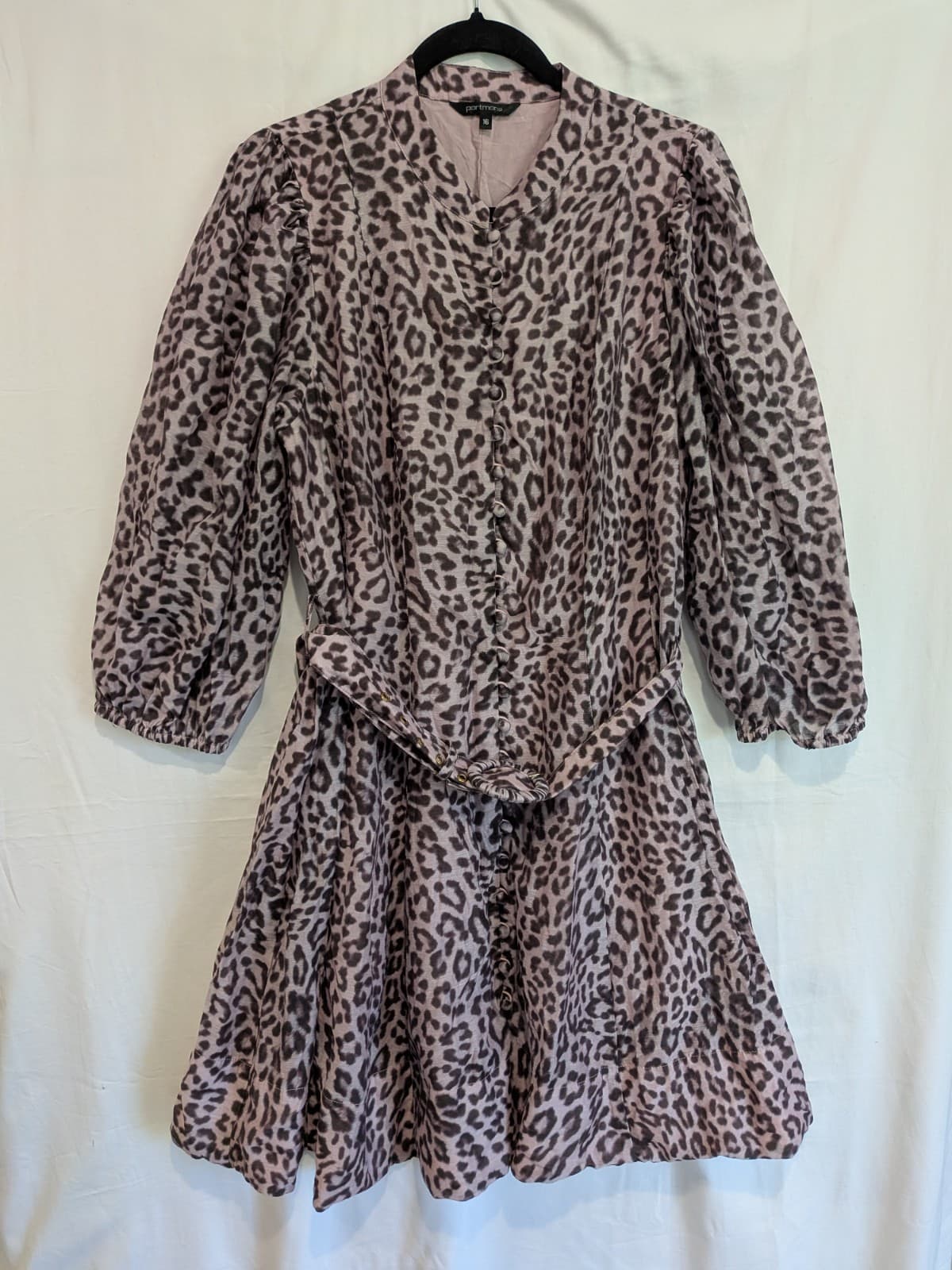 Portmans Leopard Print Dress Size 16 AU Fit Flare Button Belted Animal Print — photo 3 of 14