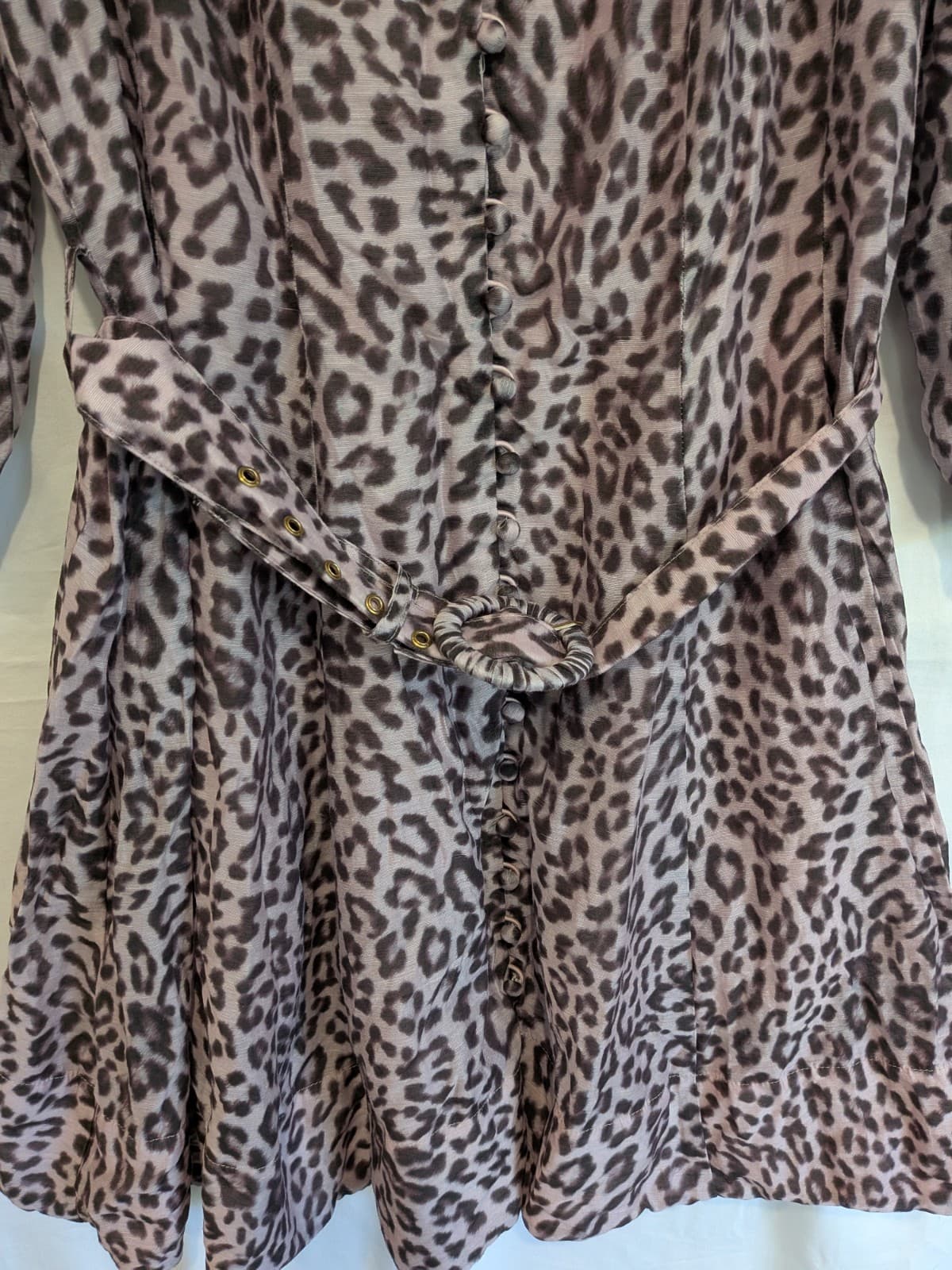 Portmans Leopard Print Dress Size 16 AU Fit Flare Button Belted Animal Print — photo 4 of 14