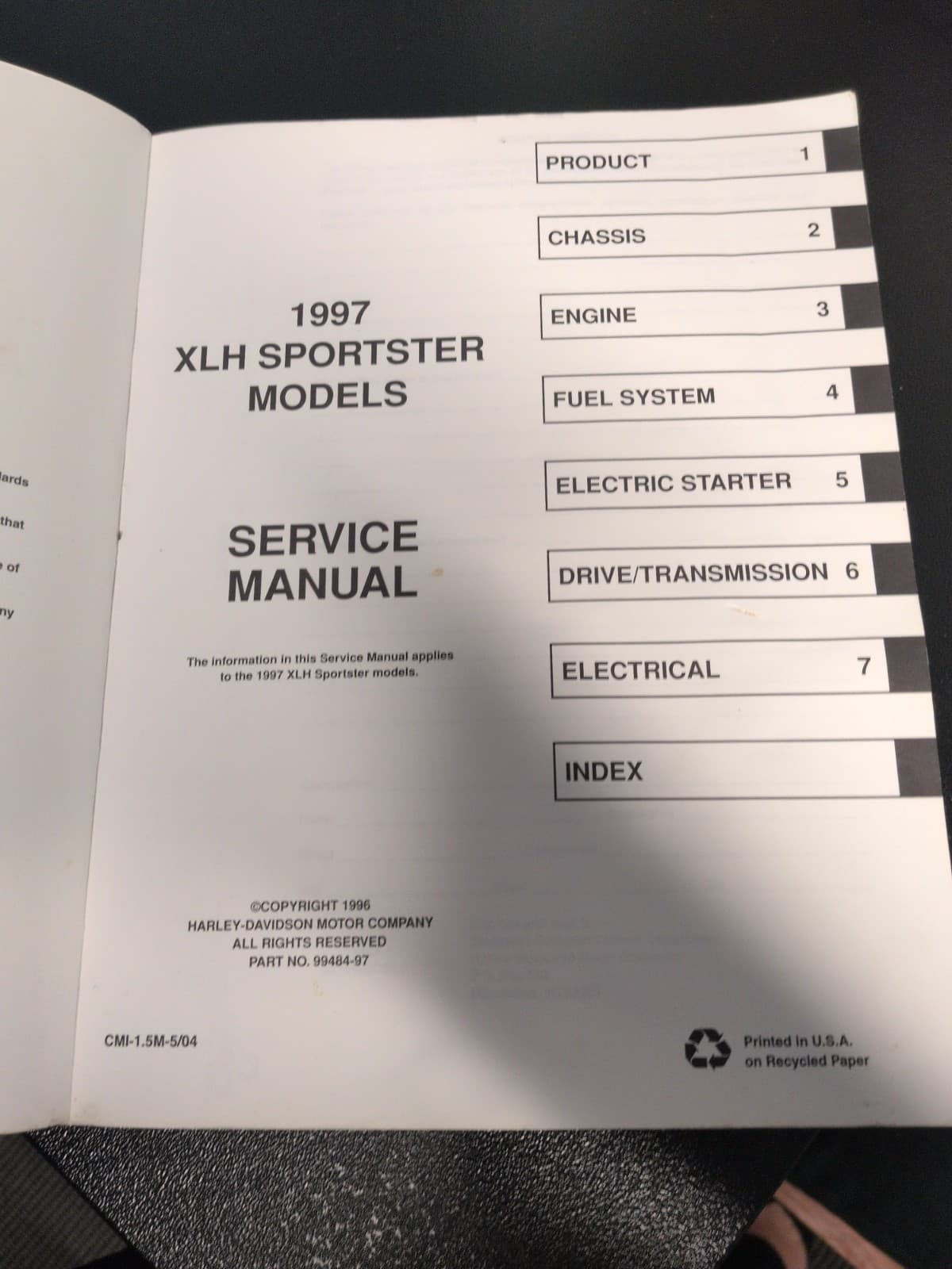 Harley Davidson 1997 XLH Models Factory Service Manual Sportster Motorbike — photo 9 of 13