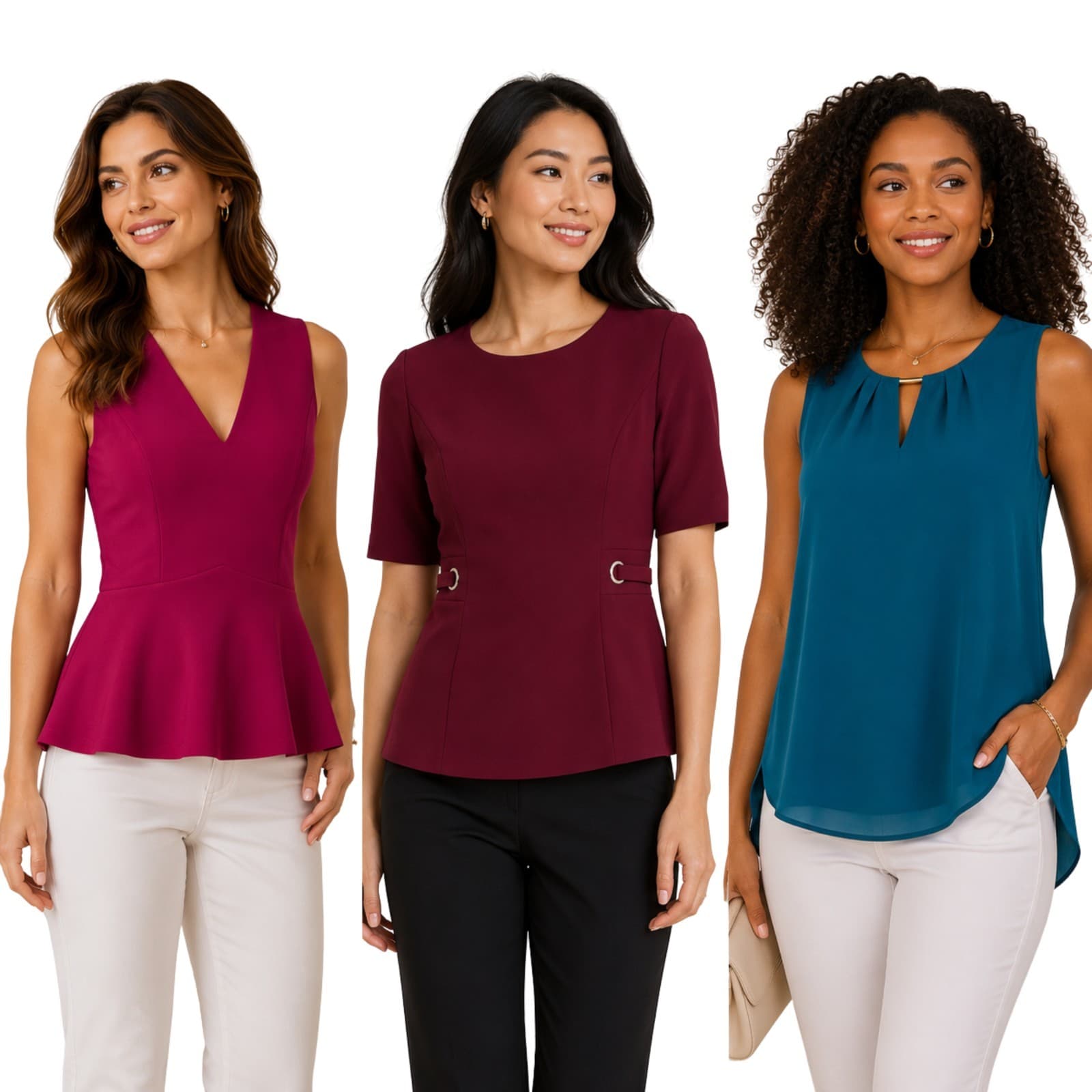 Portmans Top Bundle 3x Size 12 AU M Corporate Workwear Sleeveless Peplum Office — photo 1 of 24