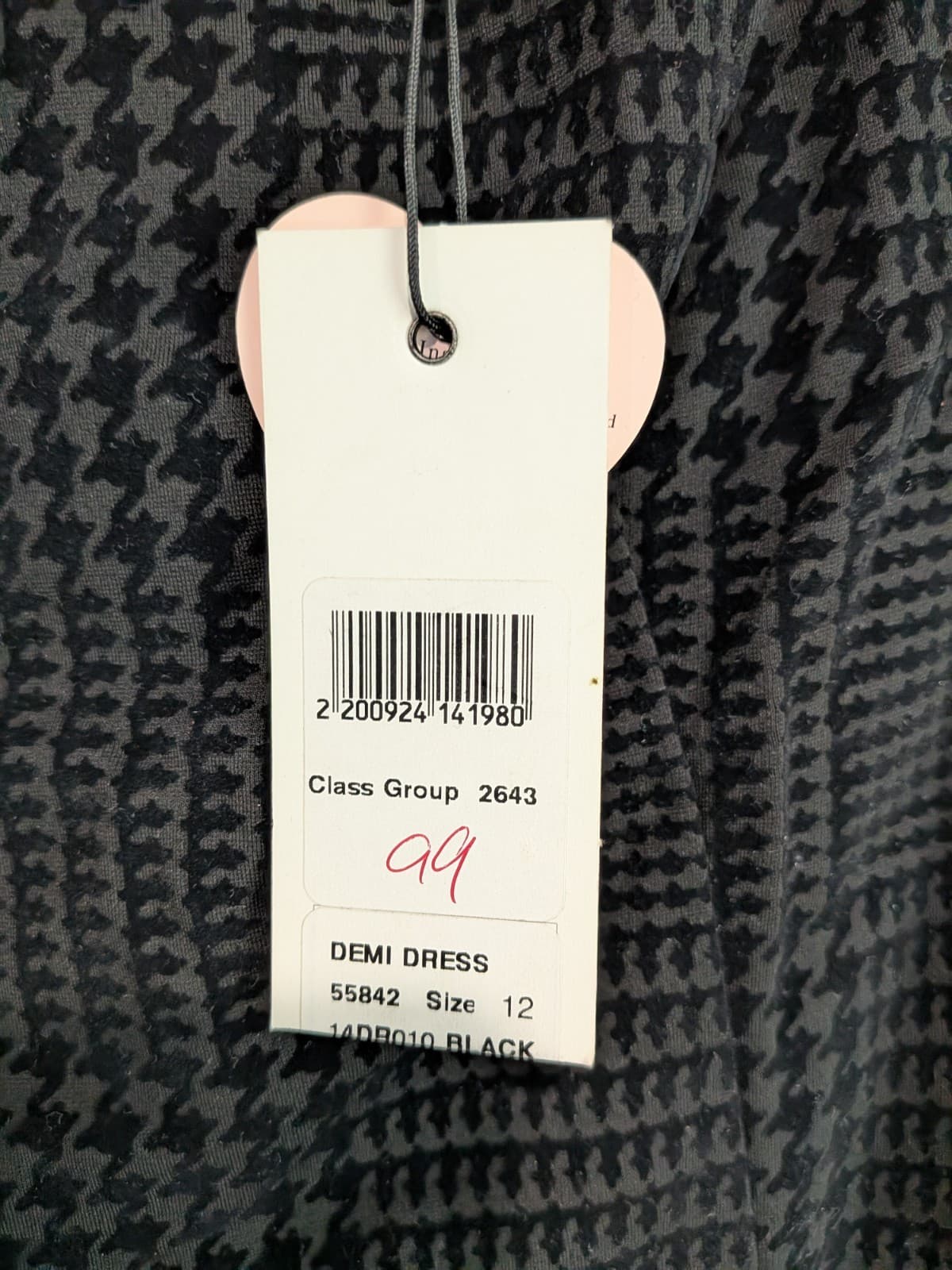 Review Peplum Wiggle Dress Black Grey Houndstooth Corporate Career Size 12 AU 8 — photo 6 of 9