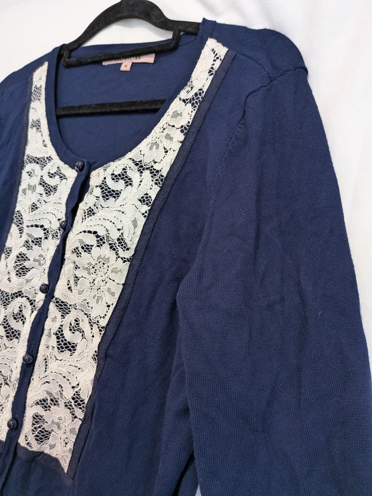 Review Cardigan Size AUS 16 US 12 Navy Lace Knit Cardigan Workwear Office — photo 4 of 12