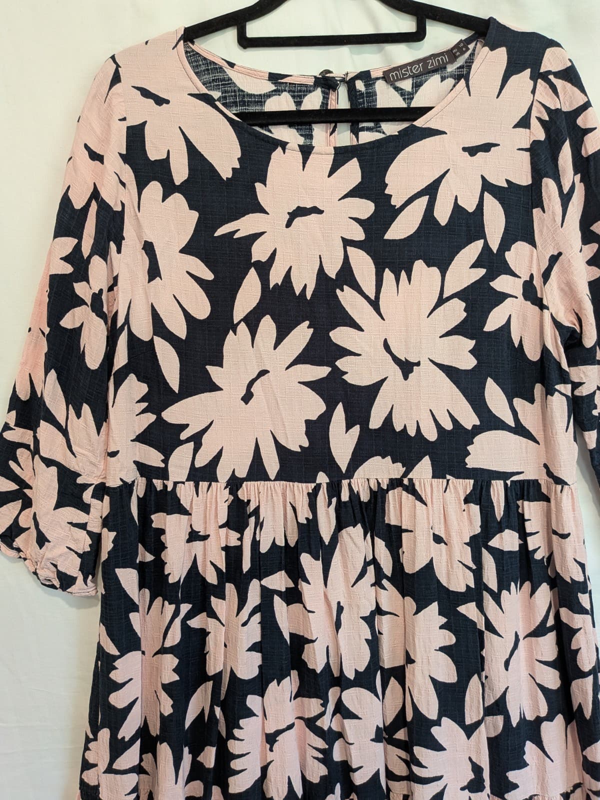 Mister Zimi Dress Size AUS 10 US 6 Pink Floral Tiered Midi Boho Smock Dress — photo 5 of 10