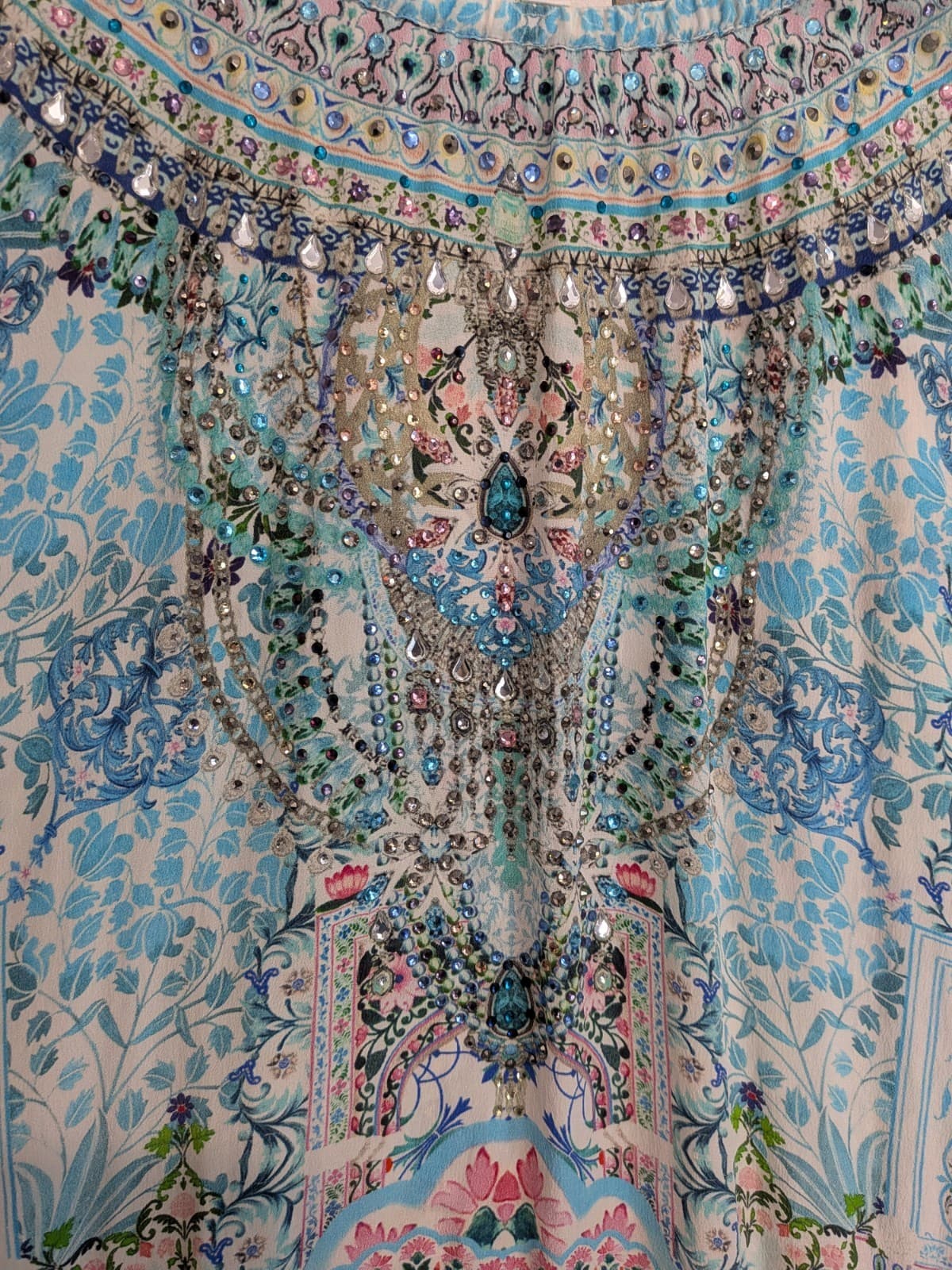 Camilla Lovers Retreat Silk Frill Dress Size S Blue Off Shoulder Crystal — photo 8 of 24